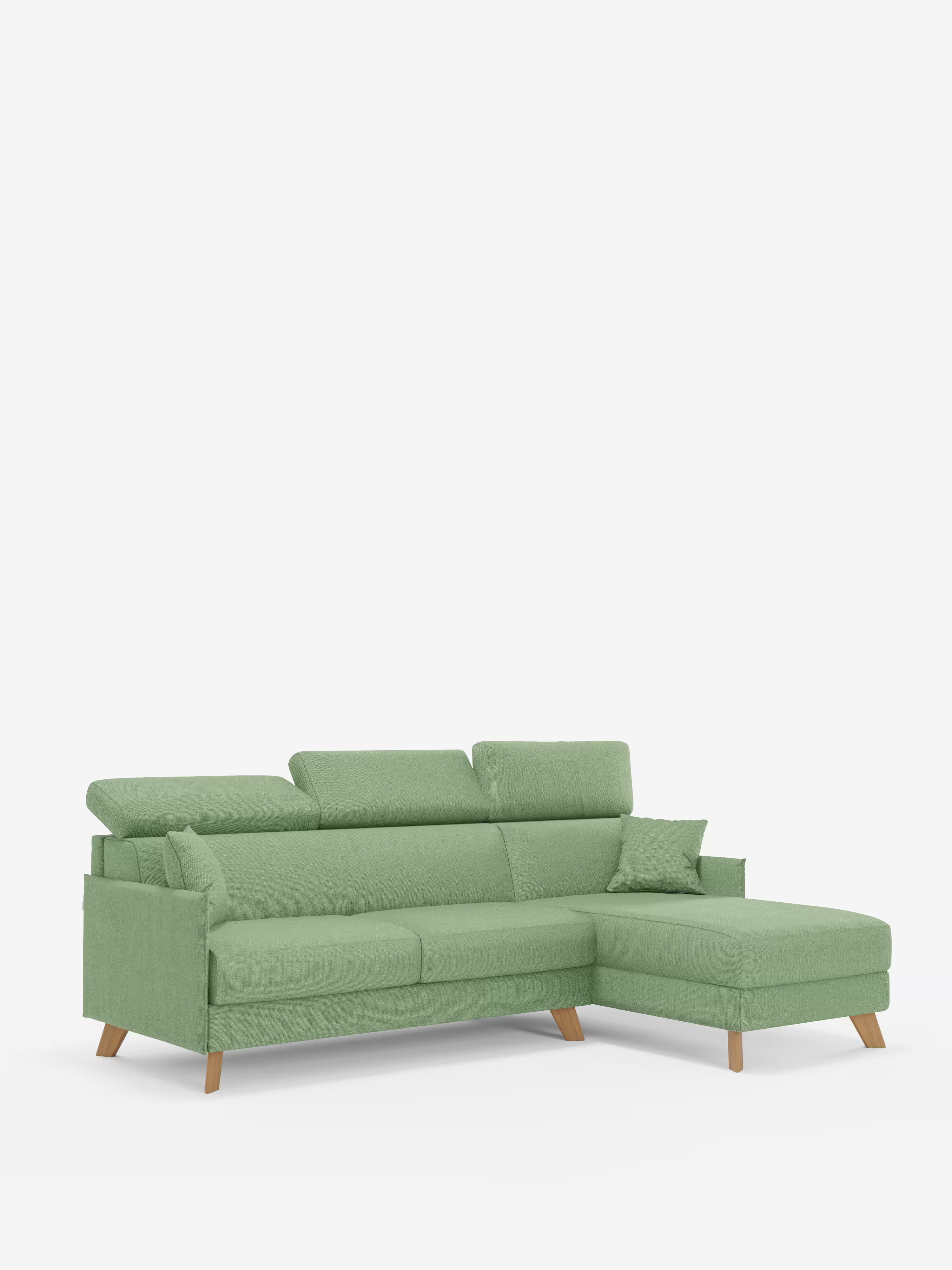 Sole Canapé d'angle convertible avec chaise longue avec coffre et têtières inclinables - tissu détachable T23