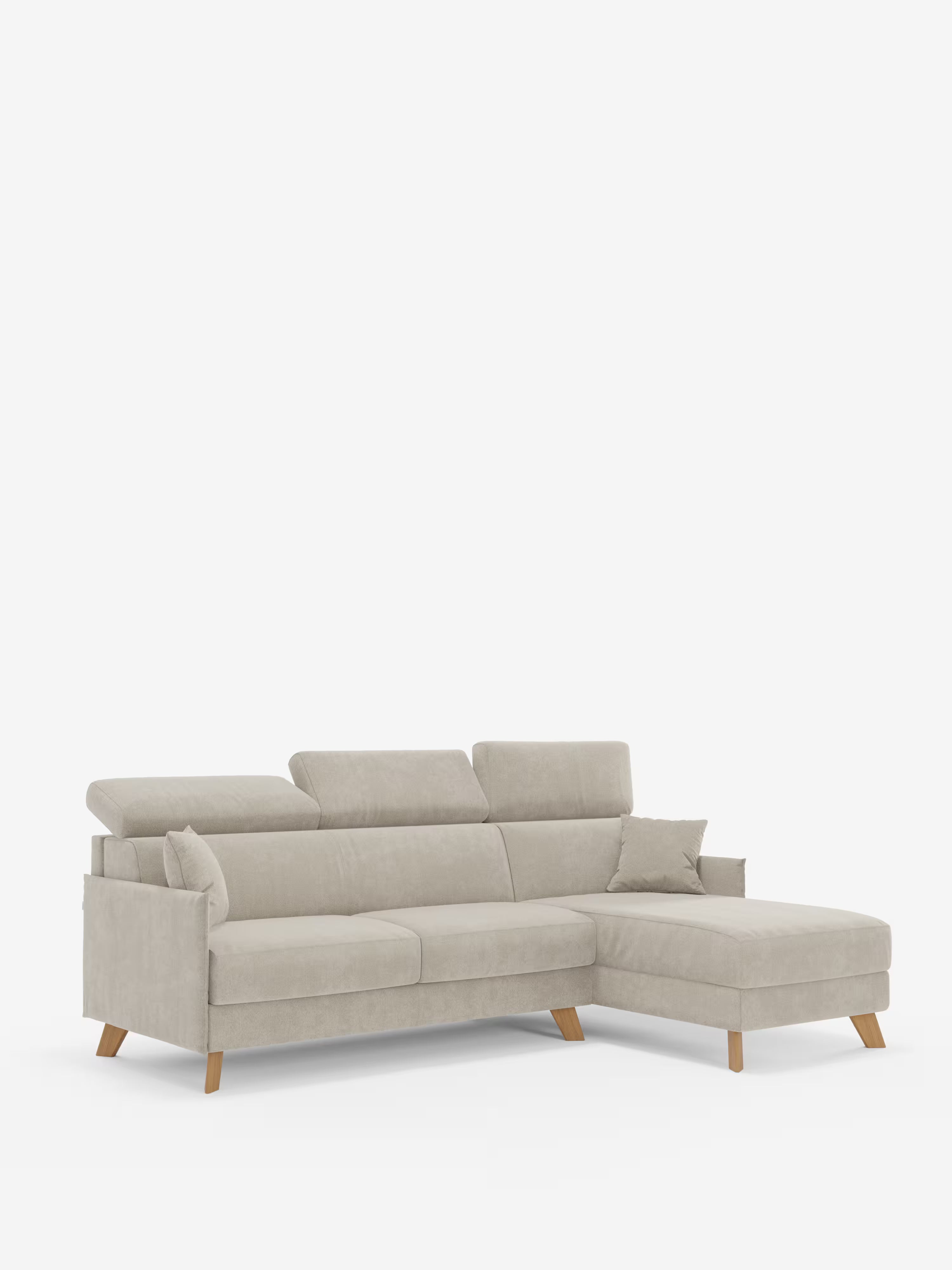 Sole Canapé d'angle convertible avec chaise longue avec coffre et têtières inclinables - tissu détachable T23