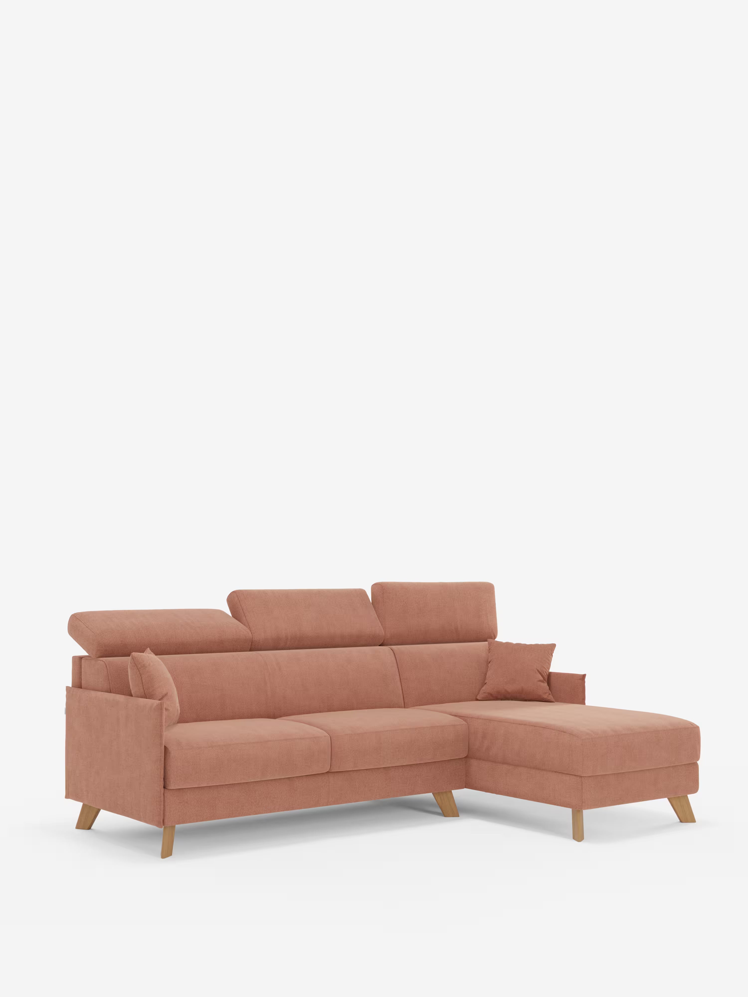 Sole Canapé d'angle convertible avec chaise longue avec coffre et têtières inclinables - tissu détachable T23