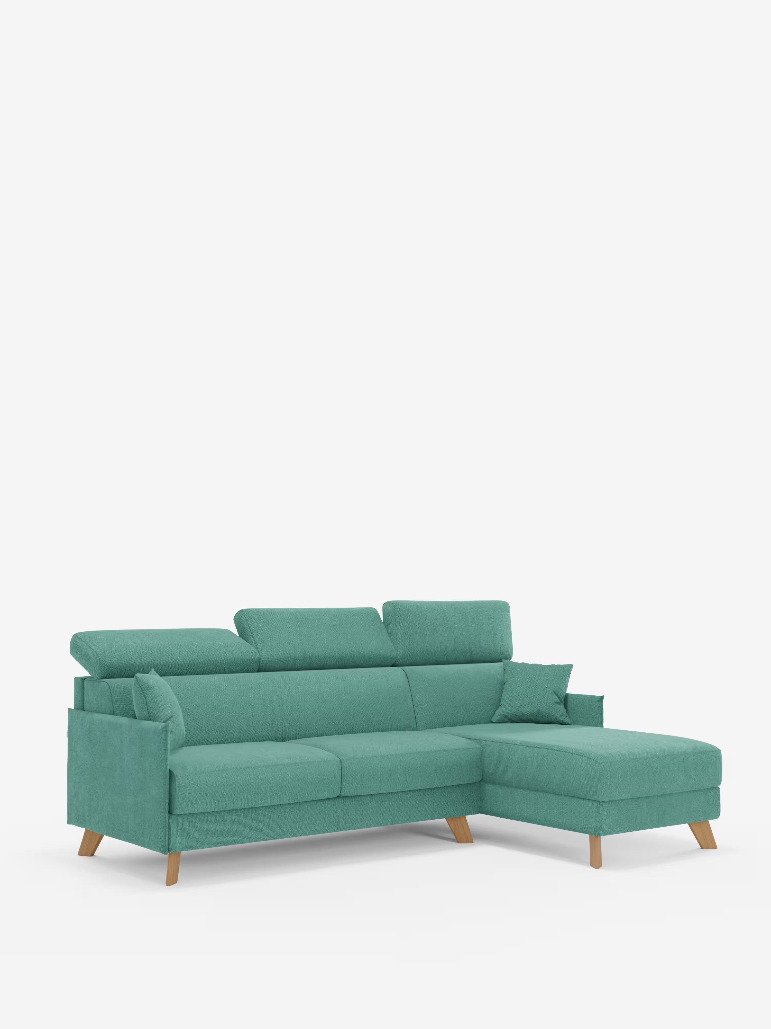 Sole Canapé d'angle convertible avec chaise longue avec coffre et têtières inclinables - tissu détachable T23