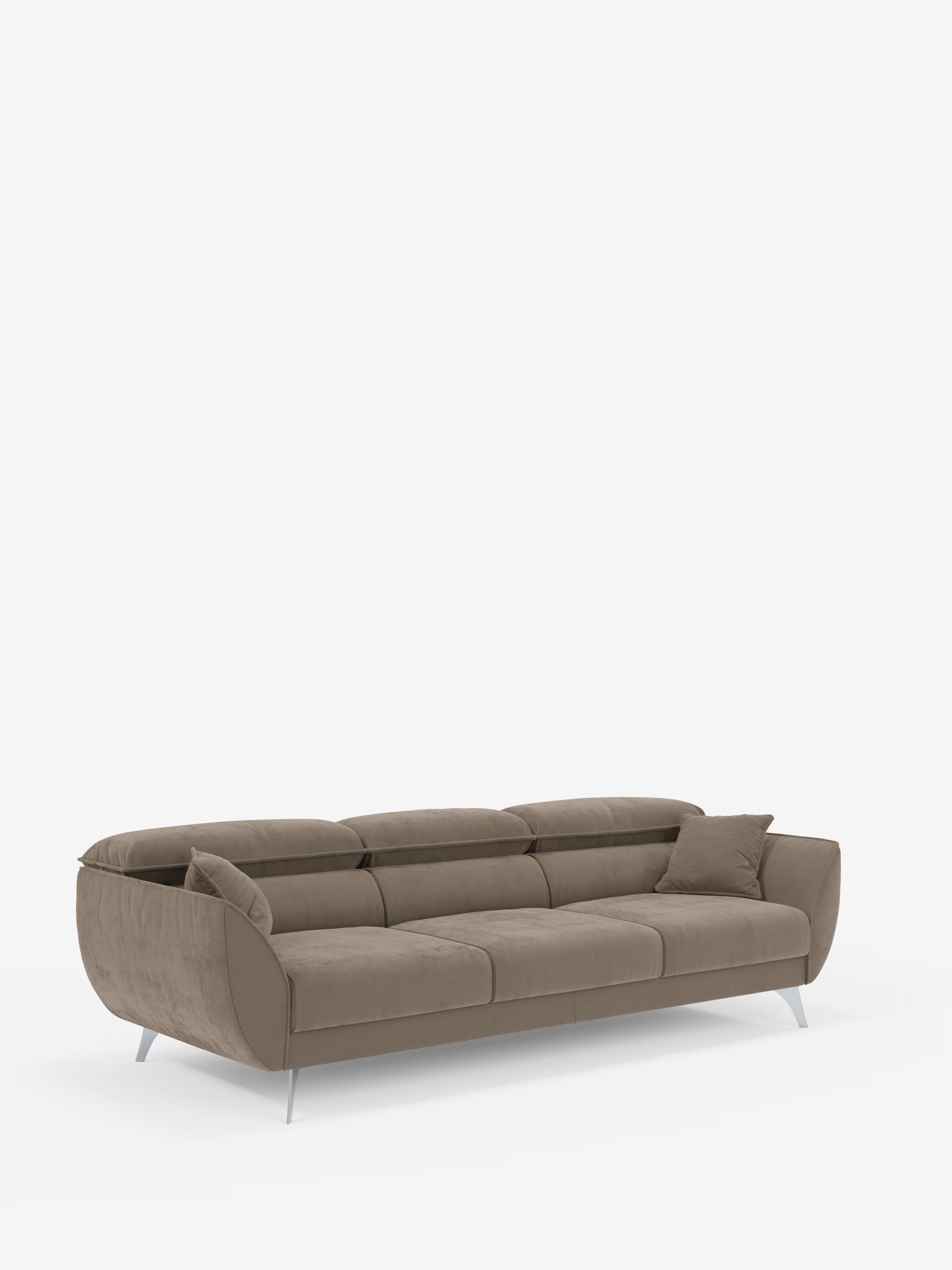 Michelangelo 4 places - Canapé avec 3 assises coulissantes et têtières réglables en tissu détachable T30