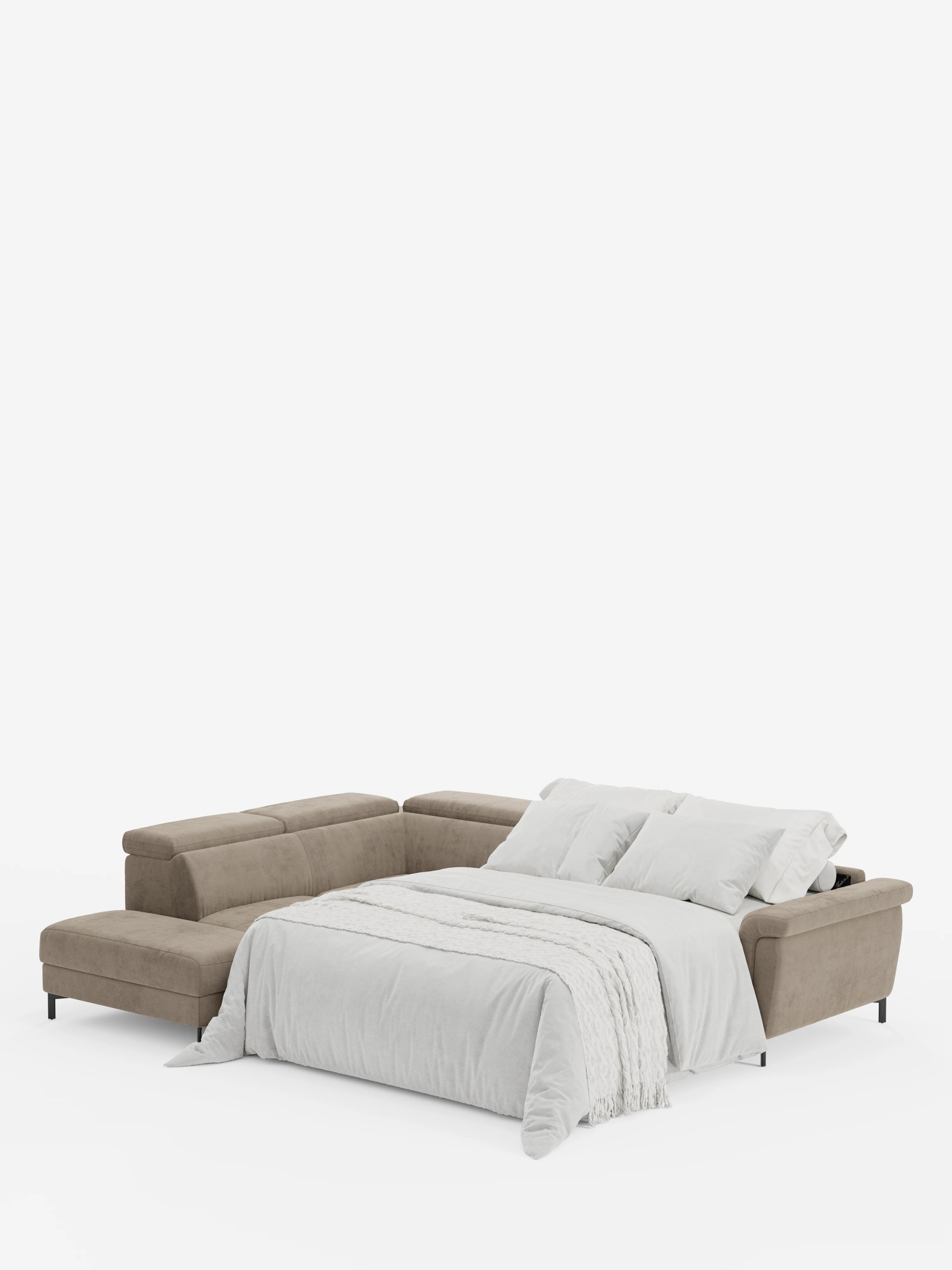 Capri canapé d'angle convertible avec Têtières Réglables et Matelas haute performance en Tissu Effet Velours Détachable T30