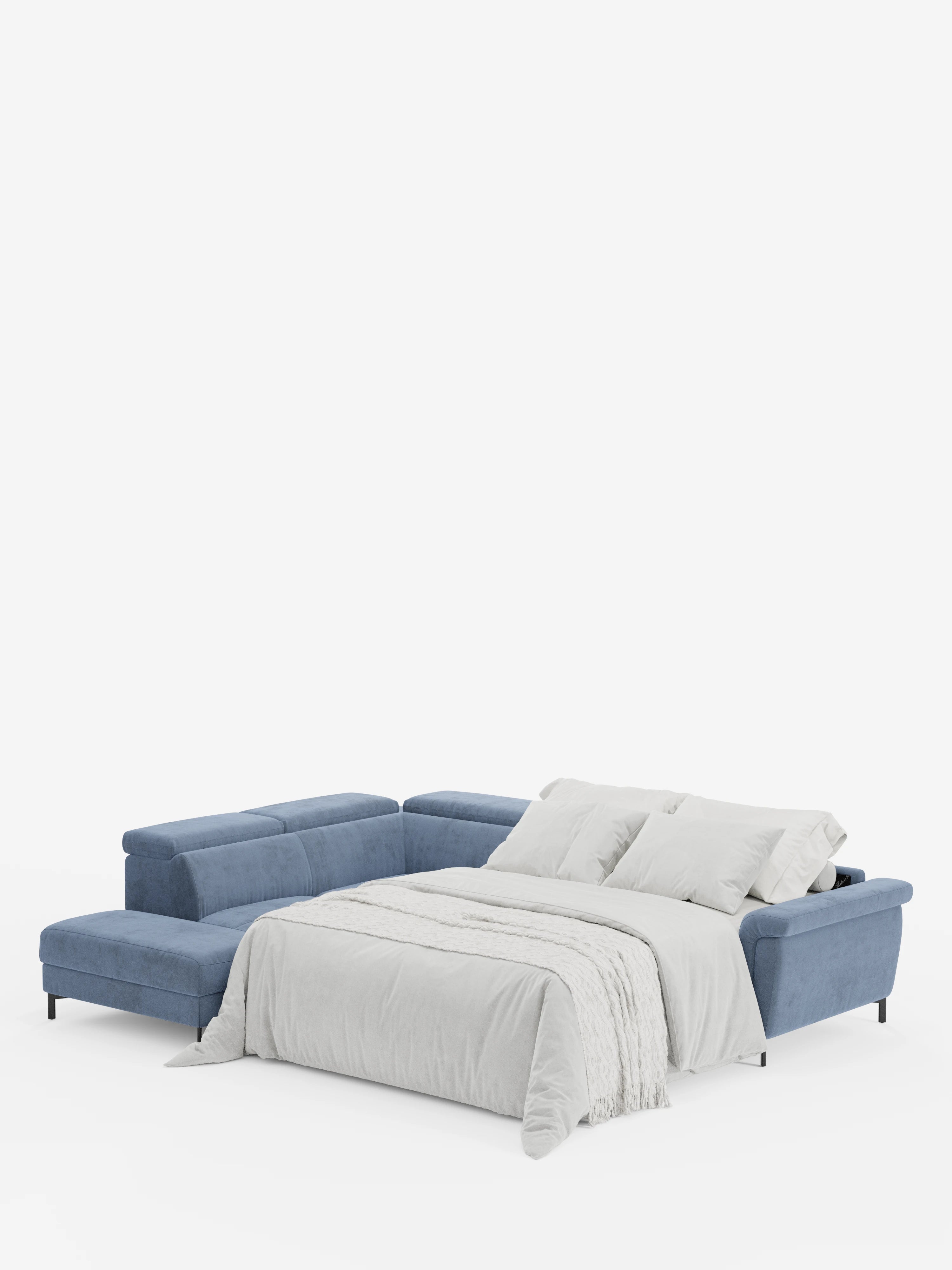 Capri canapé d'angle convertible avec Têtières Réglables et Matelas haute performance en Tissu Effet Velours Détachable T30