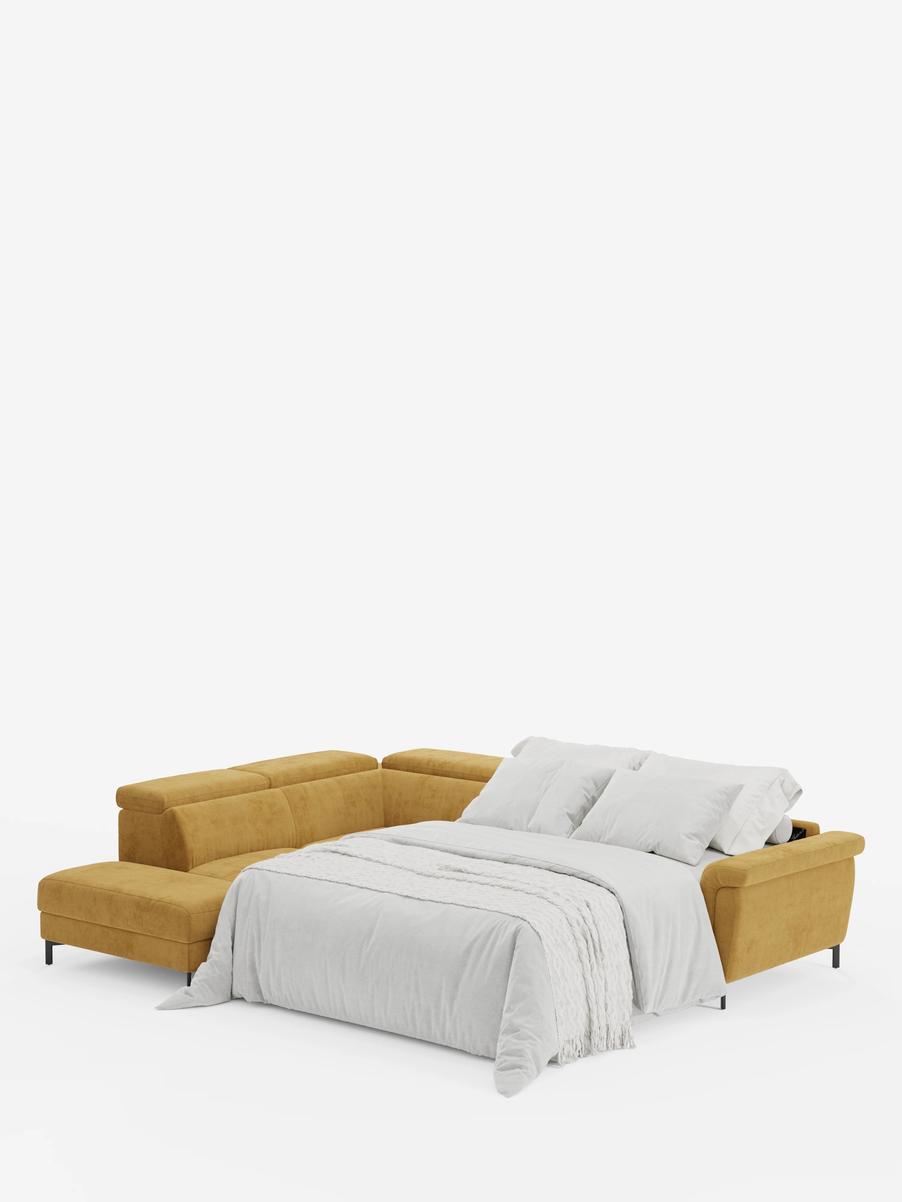 Capri canapé d'angle convertible avec Têtières Réglables et Matelas haute performance en Tissu Effet Velours Détachable T30