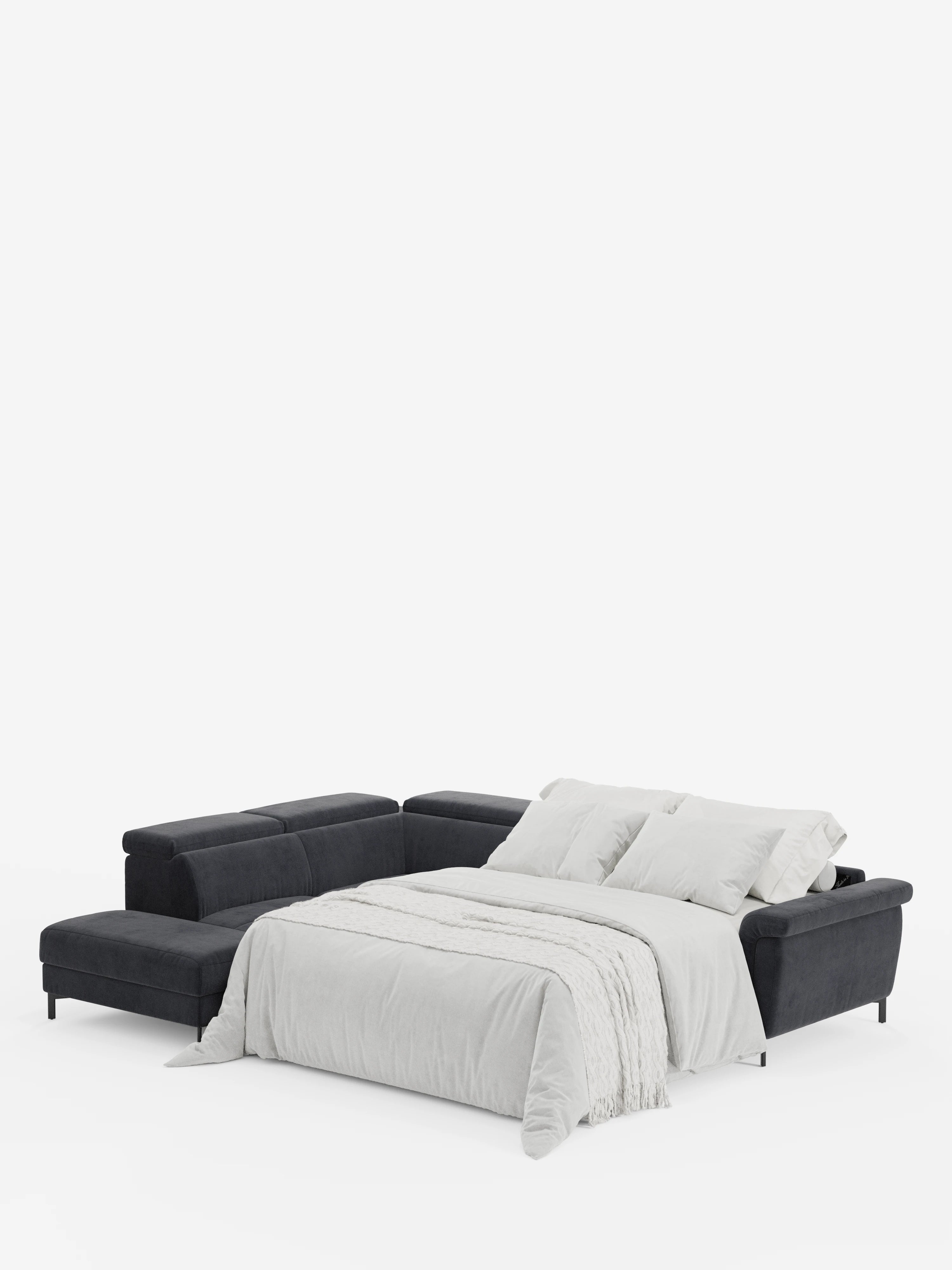 Capri canapé d'angle convertible avec Têtières Réglables et Matelas haute performance en Tissu Effet Velours Détachable T30
