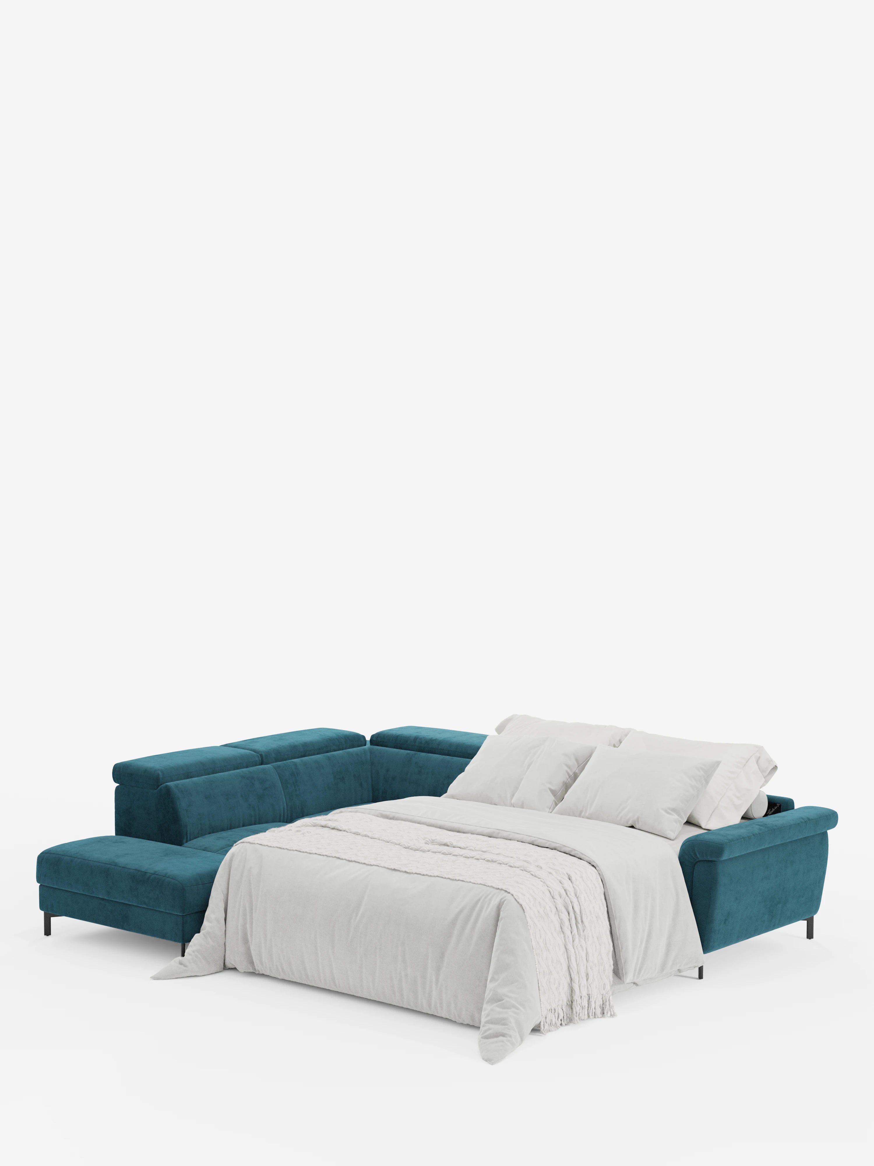 Capri canapé d'angle convertible avec Têtières Réglables et Matelas haute performance en Tissu Effet Velours Détachable T30