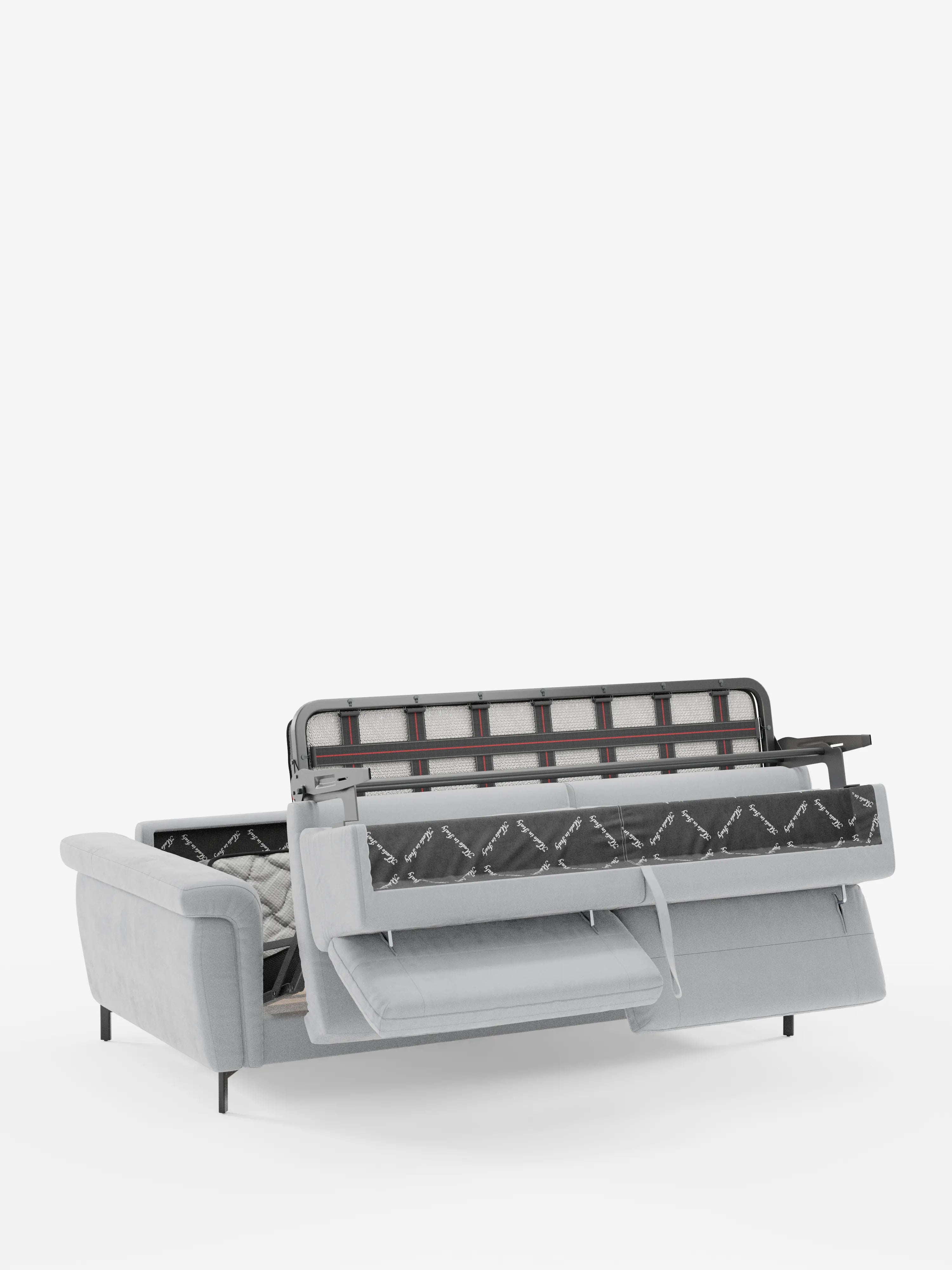 Capri canapé convertible design avec pieds hauts - têtières réglables en tissu raffiné effet velours détachable T30