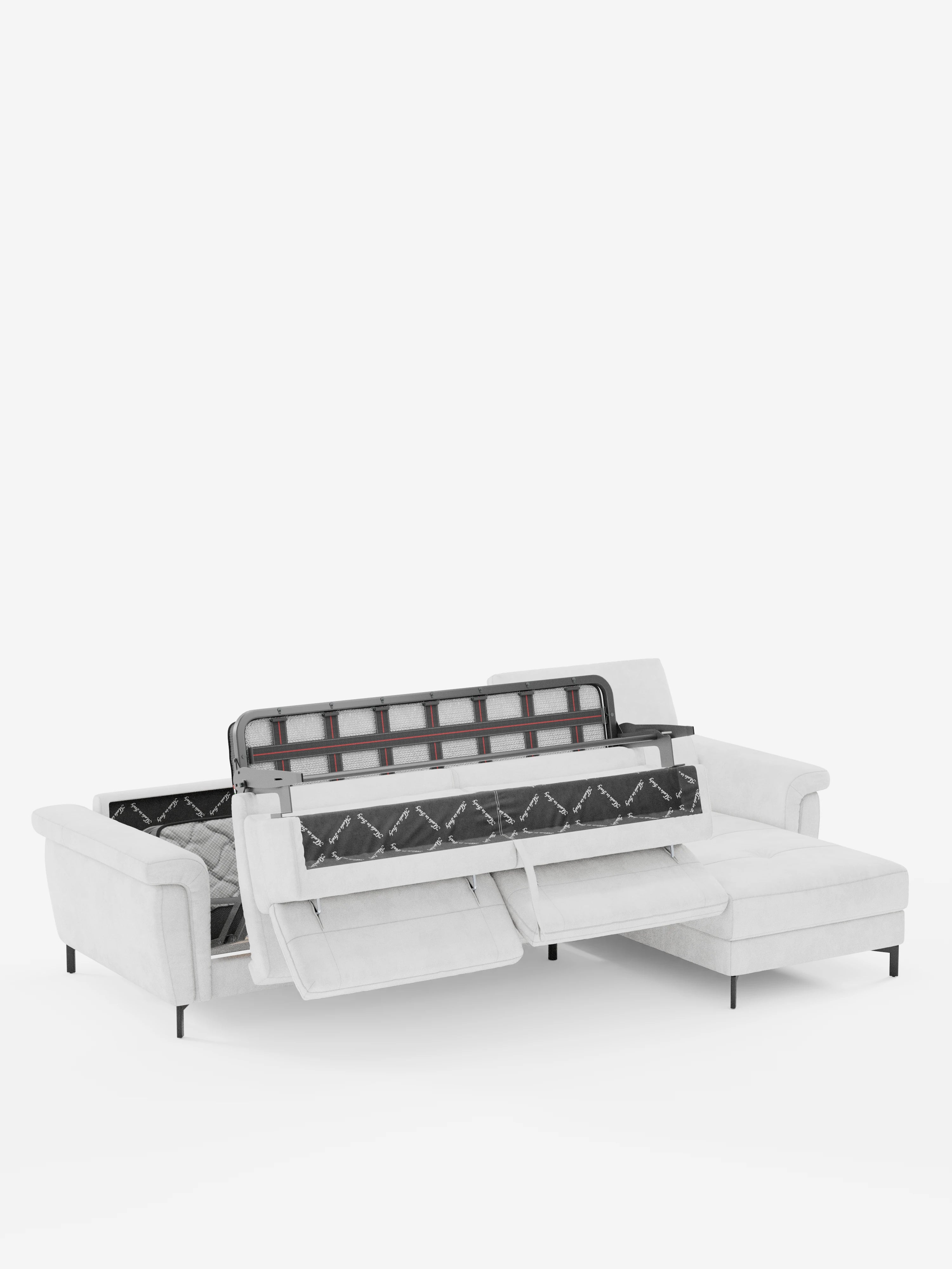 Capri canapé convertible avec méridienne coffre et têtières réglables - Tissu Effet Velours Détachable T30