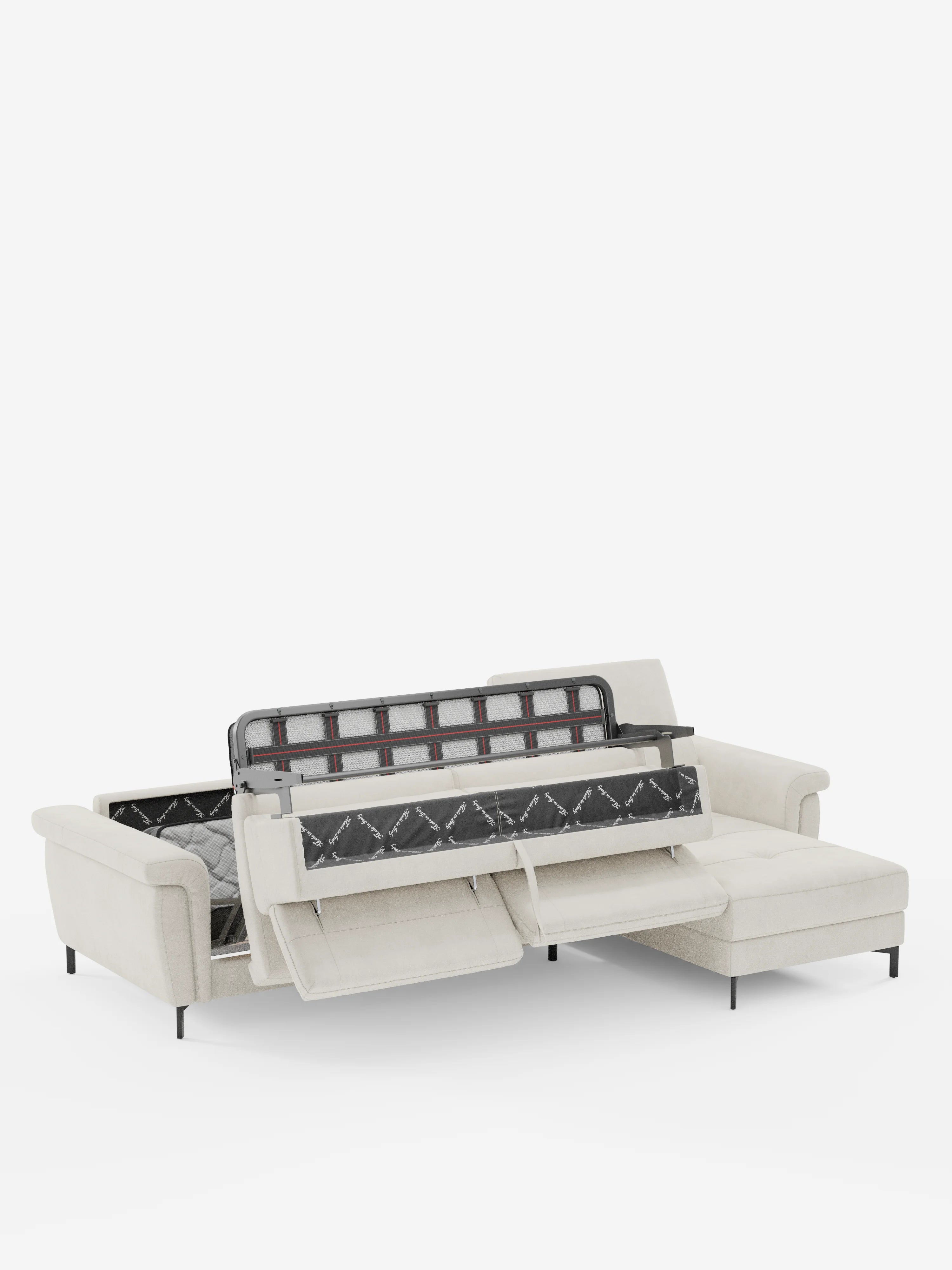 Capri canapé convertible avec méridienne coffre et têtières réglables - Tissu Effet Velours Détachable T30