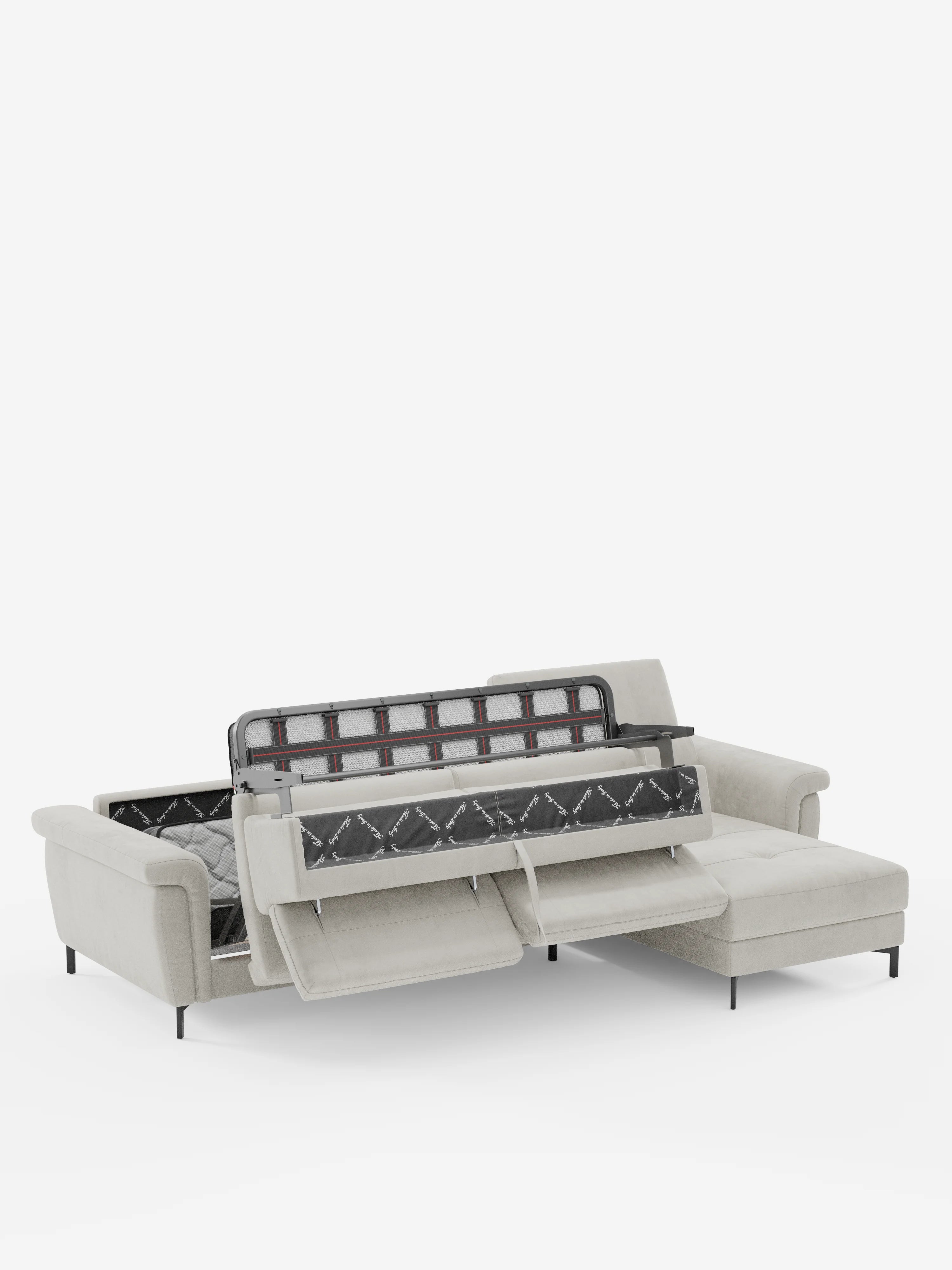 Capri canapé convertible avec méridienne coffre et têtières réglables - Tissu Effet Velours Détachable T30