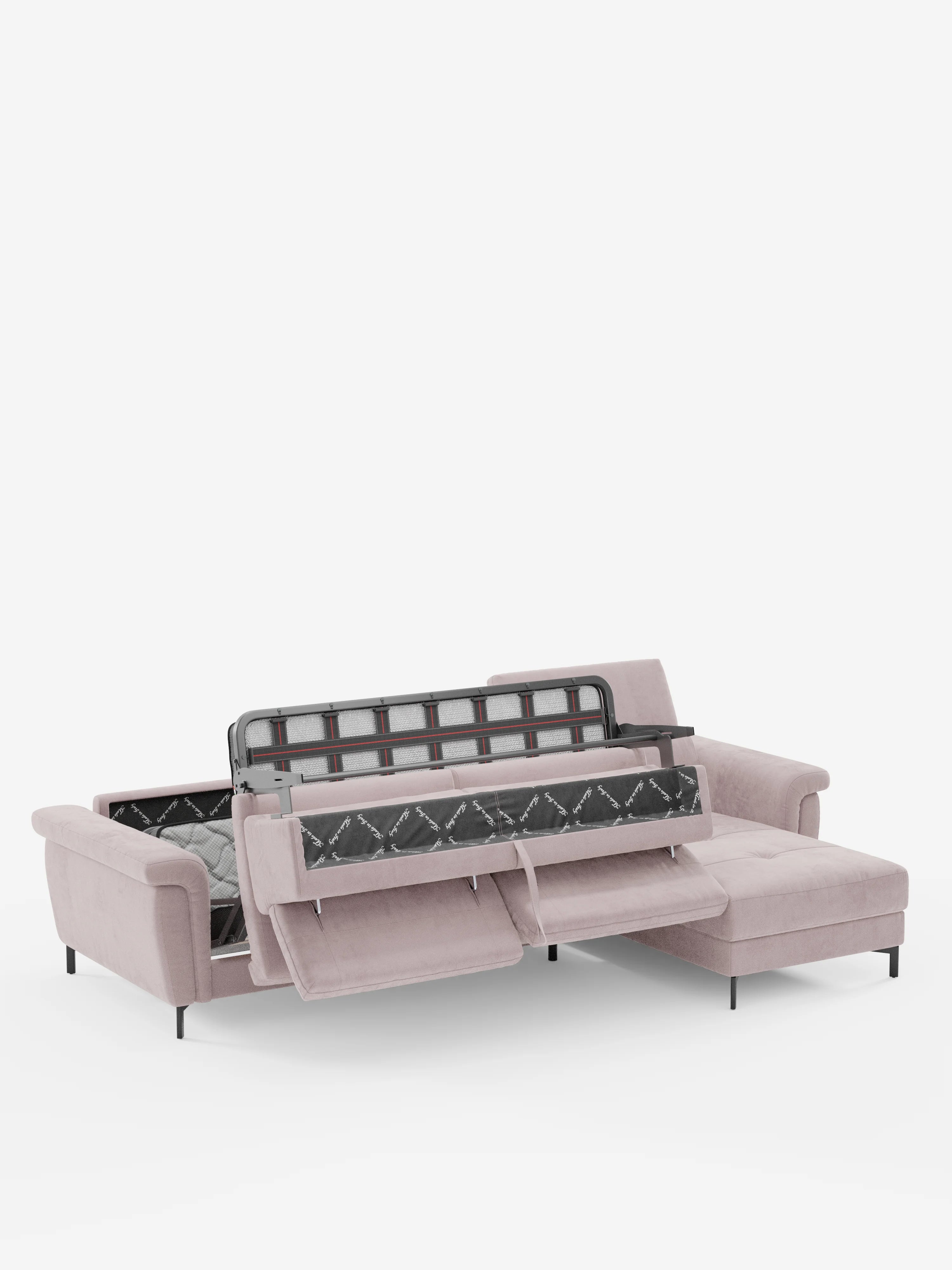 Capri canapé convertible avec méridienne coffre et têtières réglables - Tissu Effet Velours Détachable T30