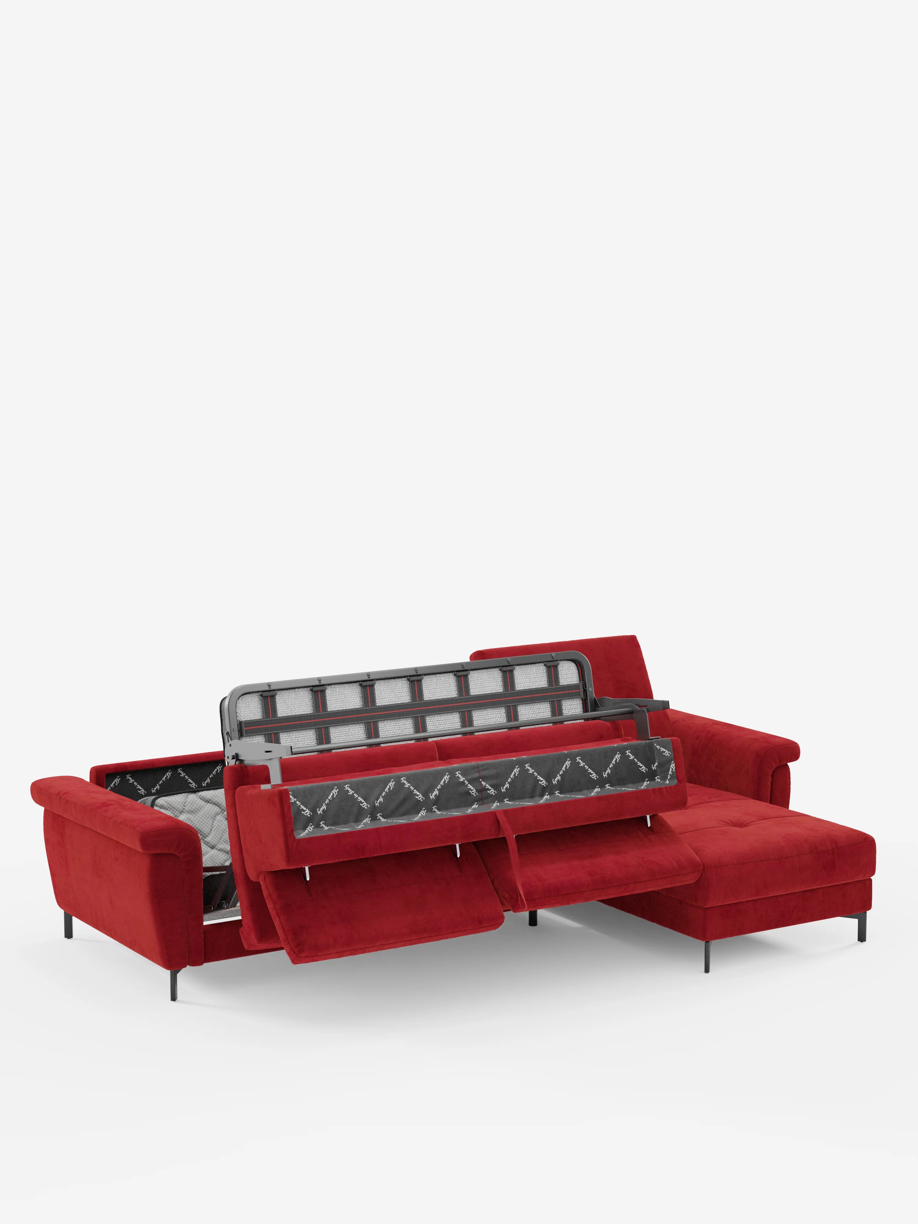 Capri canapé convertible avec méridienne coffre et têtières réglables - Tissu Effet Velours Détachable T30