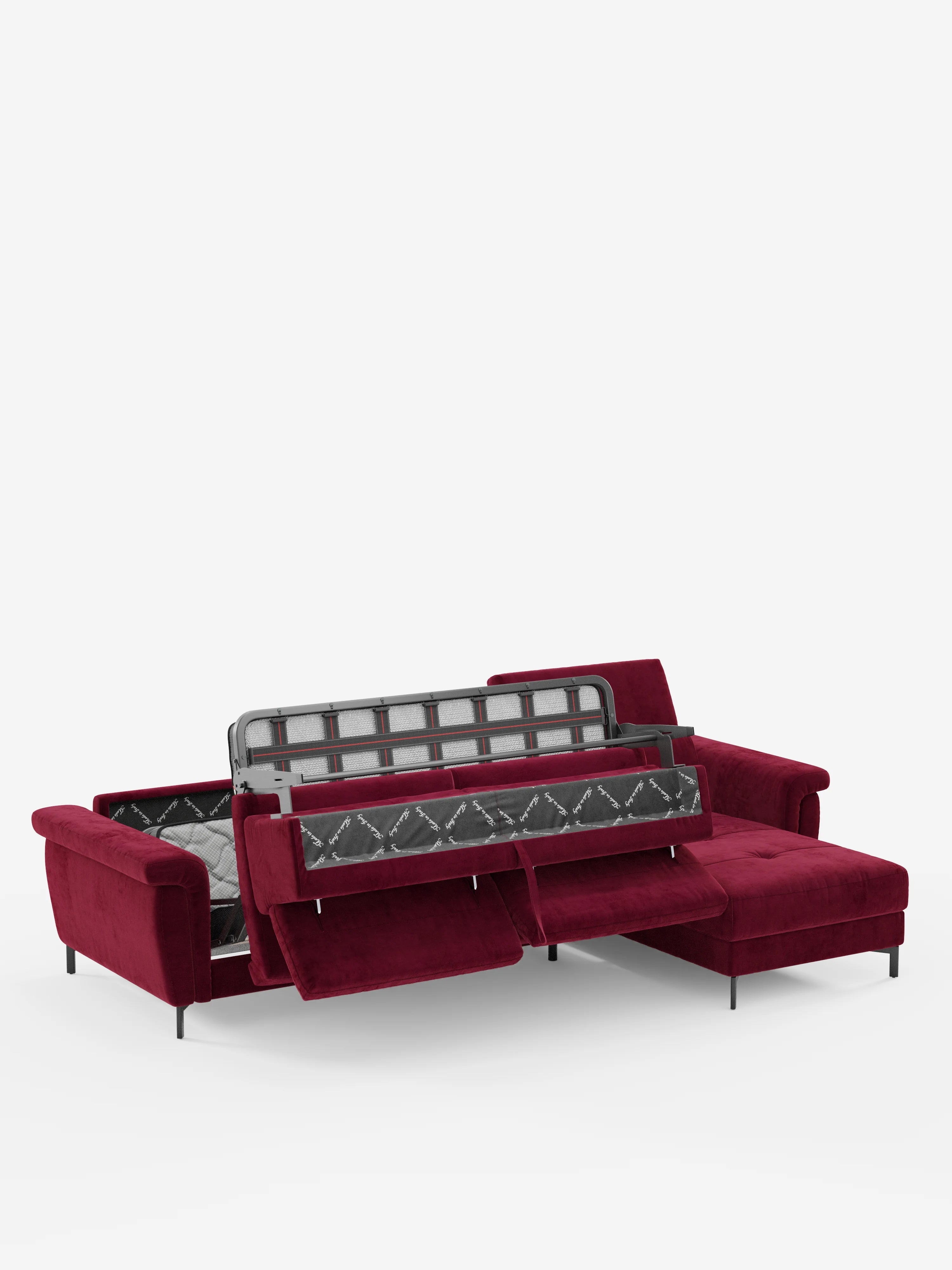 Capri canapé convertible avec méridienne coffre et têtières réglables - Tissu Effet Velours Détachable T30