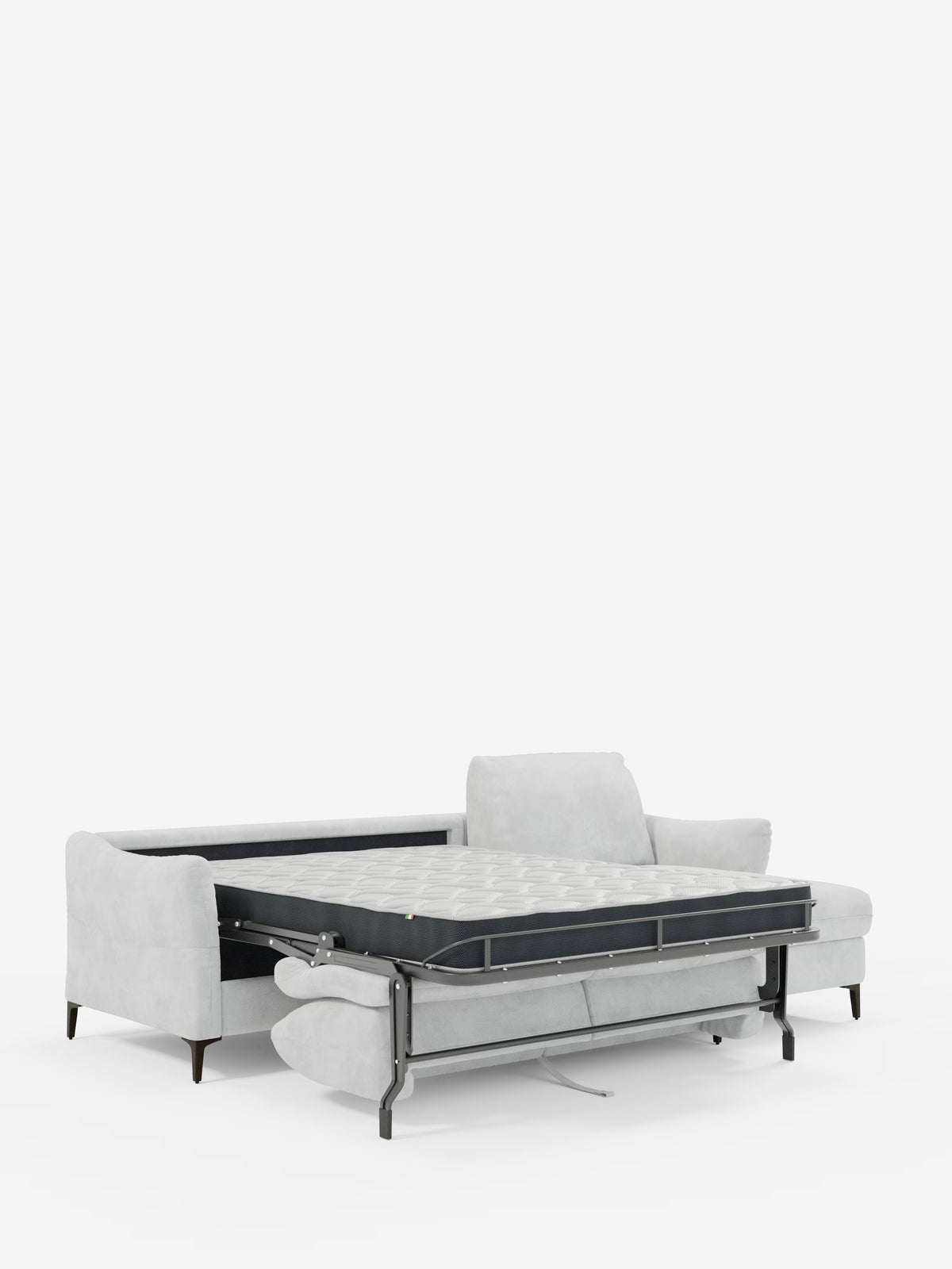 Dalia canapé-lit avec méridienne coffre de rangement et matelas de 18 cm de hauteur - pieds hauts et tissu anti-taches T30