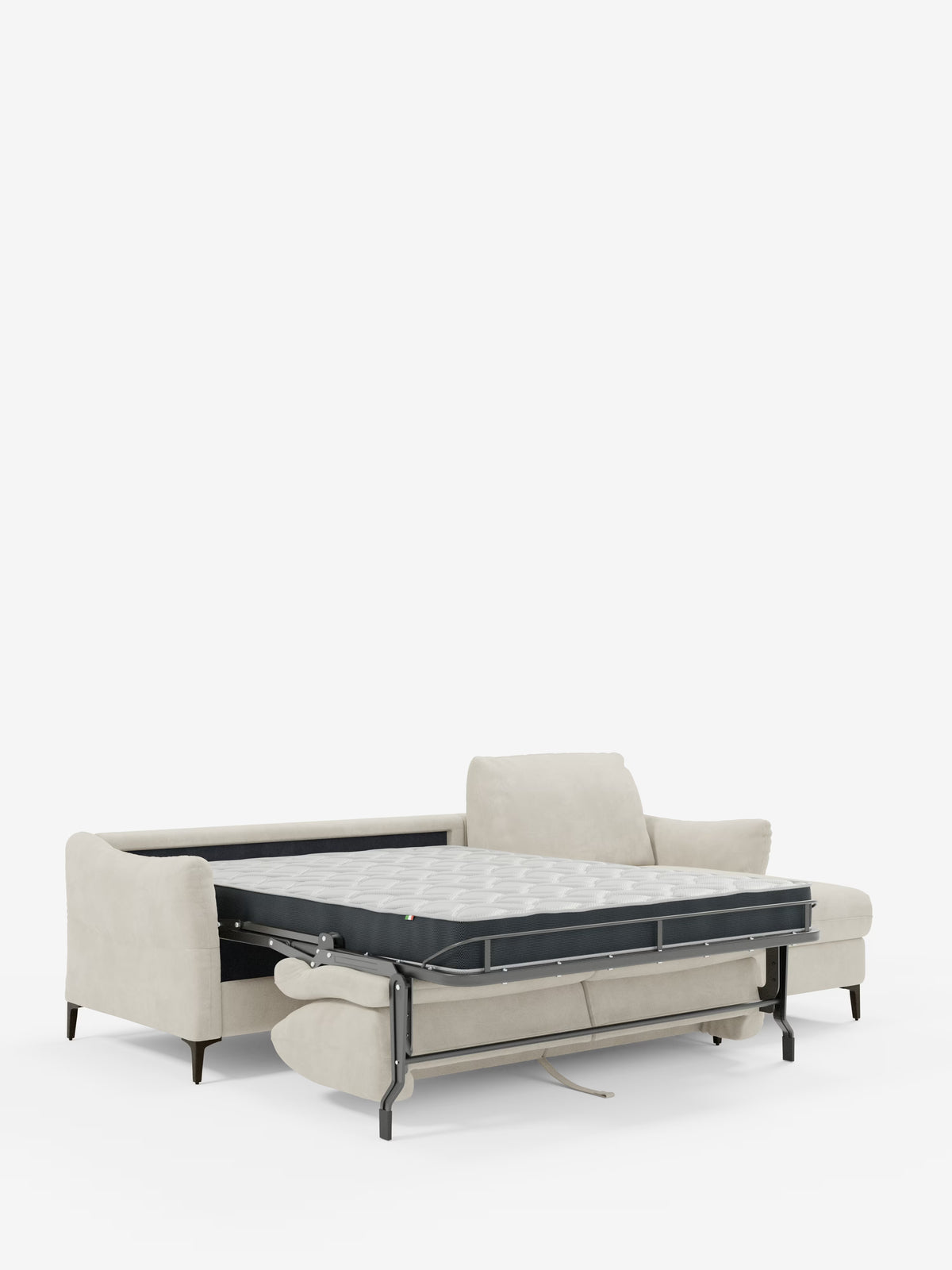 Dalia canapé-lit avec méridienne coffre de rangement et matelas de 18 cm de hauteur - pieds hauts et tissu anti-taches T30