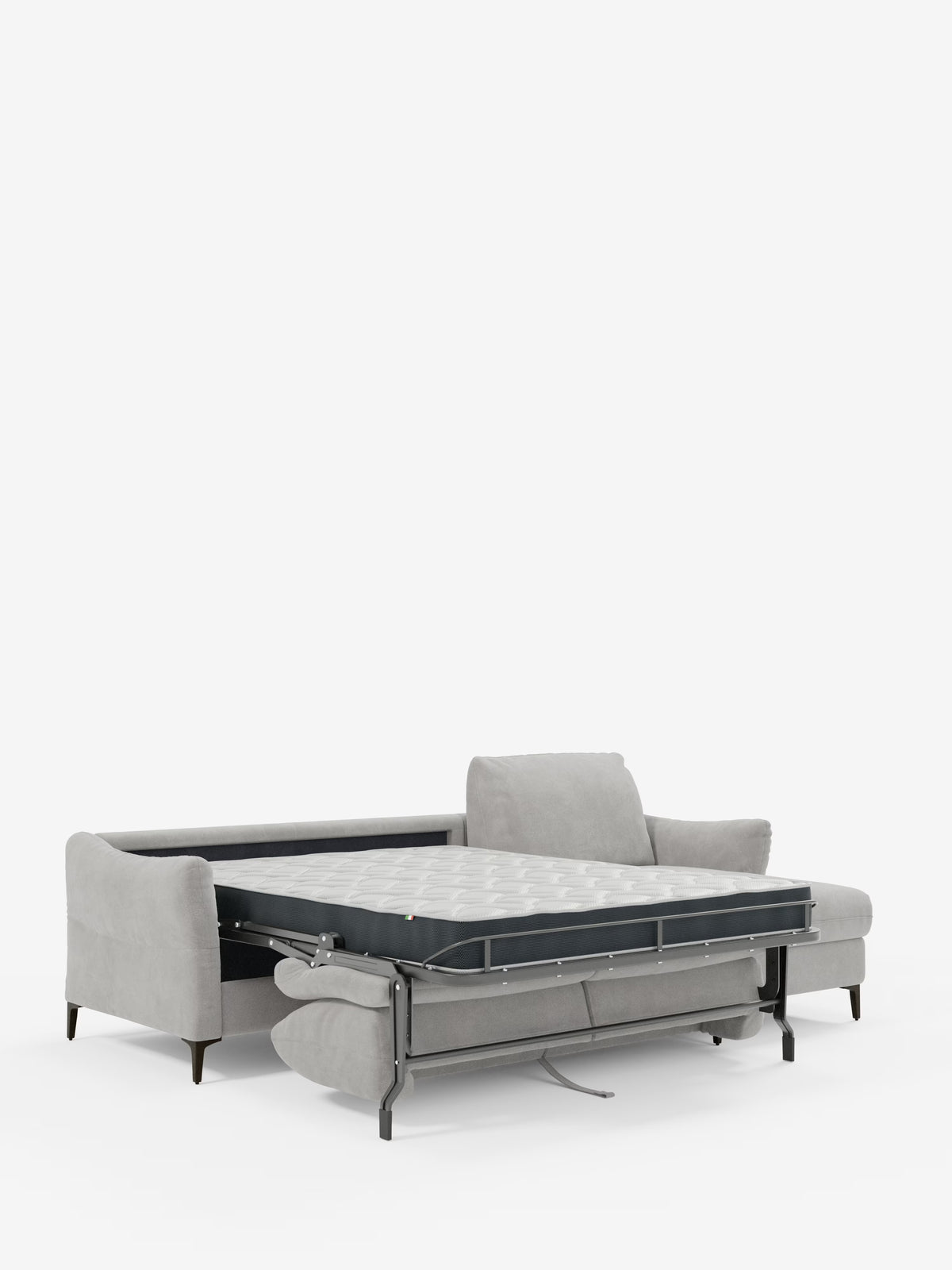 Dalia canapé-lit avec méridienne coffre de rangement et matelas de 18 cm de hauteur - pieds hauts et tissu anti-taches T30