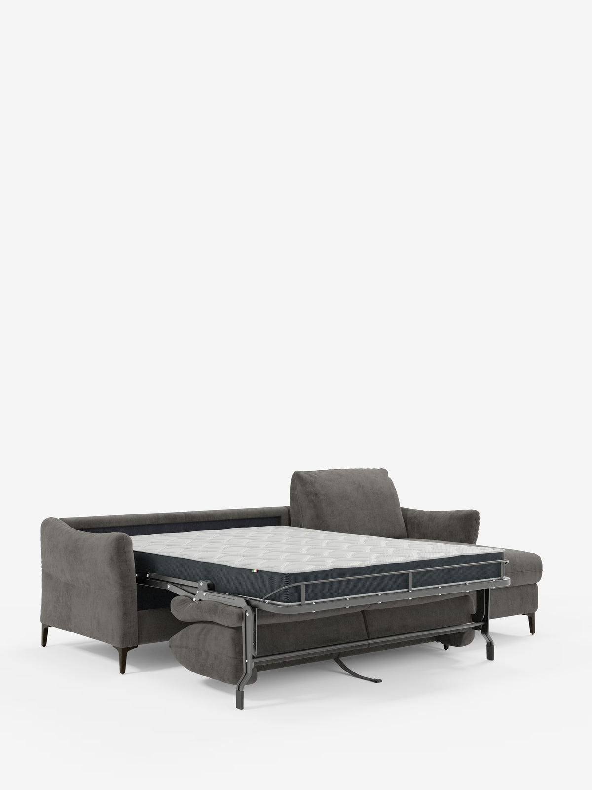 Dalia canapé-lit avec méridienne coffre de rangement et matelas de 18 cm de hauteur - pieds hauts et tissu anti-taches T30