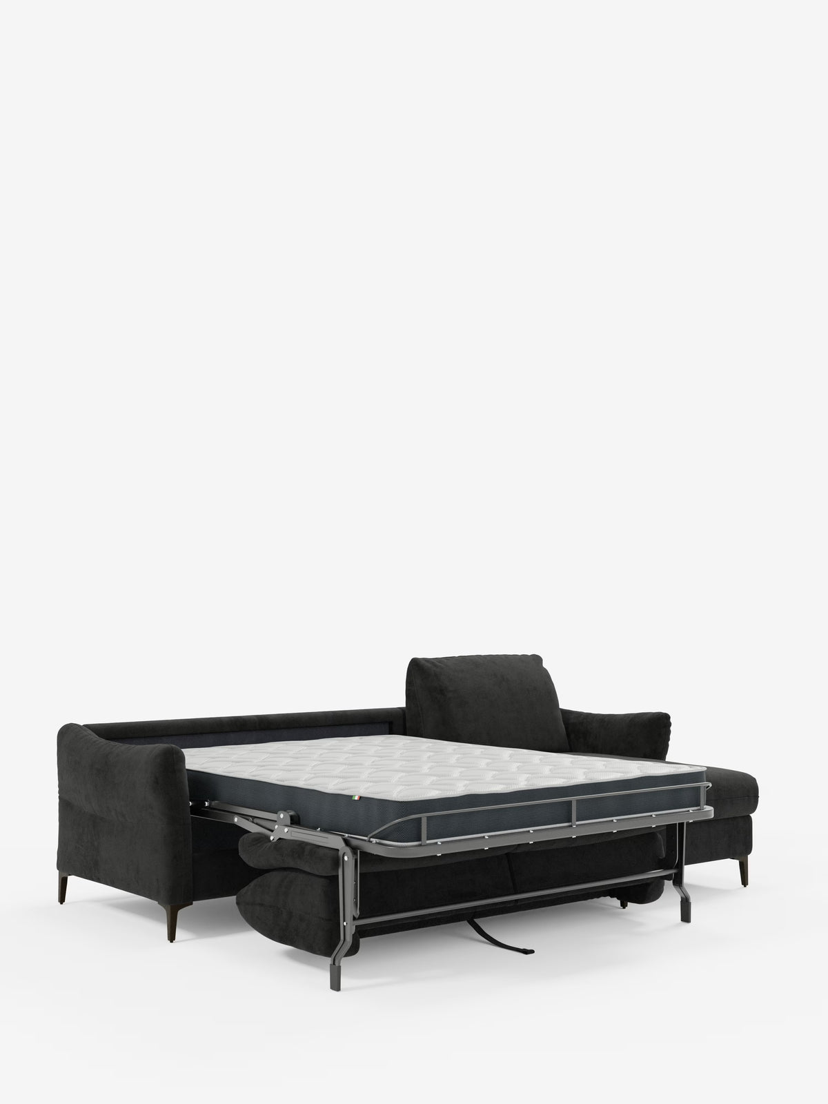 Dalia canapé-lit avec méridienne coffre de rangement et matelas de 18 cm de hauteur - pieds hauts et tissu anti-taches T30