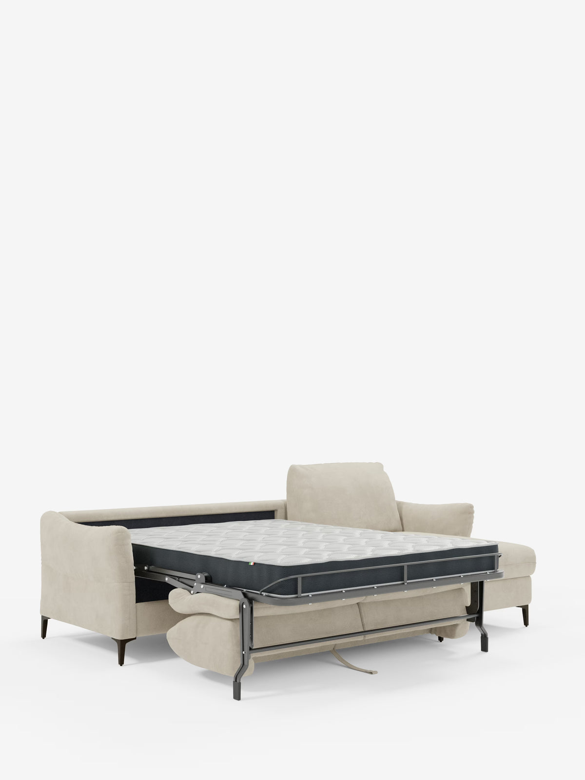 Dalia canapé-lit avec méridienne coffre de rangement et matelas de 18 cm de hauteur - pieds hauts et tissu anti-taches T30