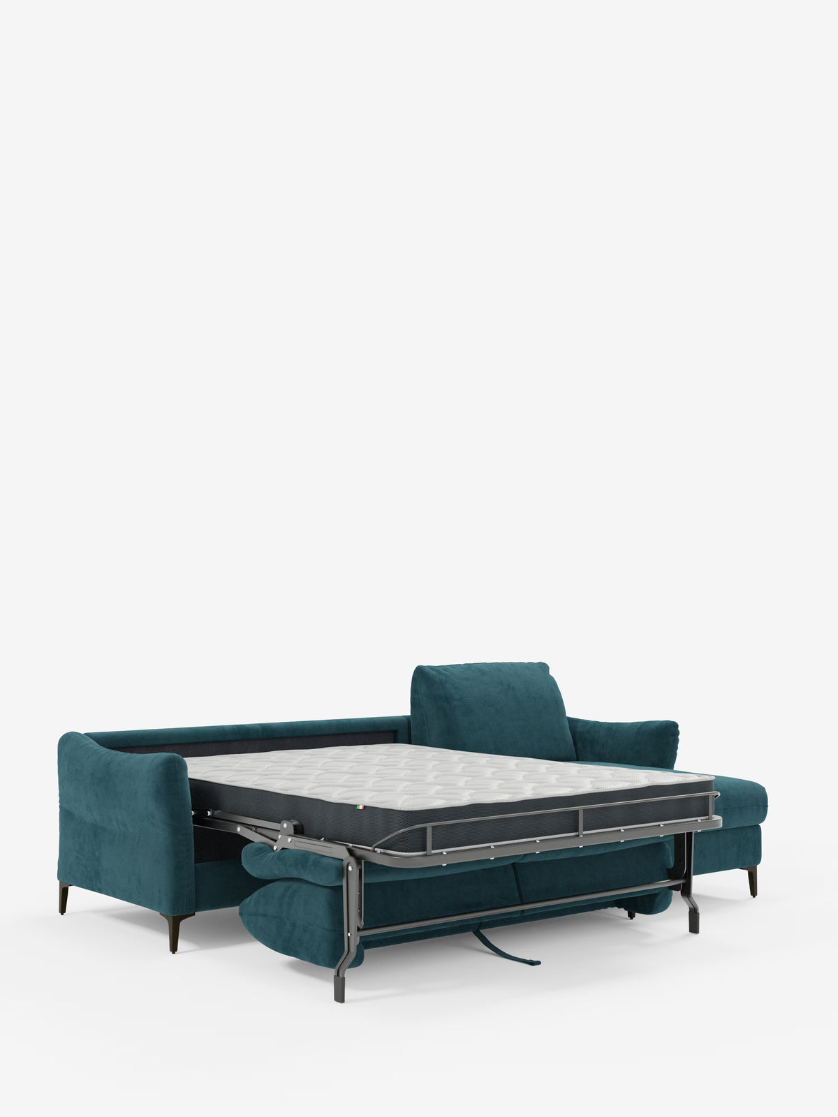 Dalia canapé-lit avec méridienne coffre de rangement et matelas de 18 cm de hauteur - pieds hauts et tissu anti-taches T30