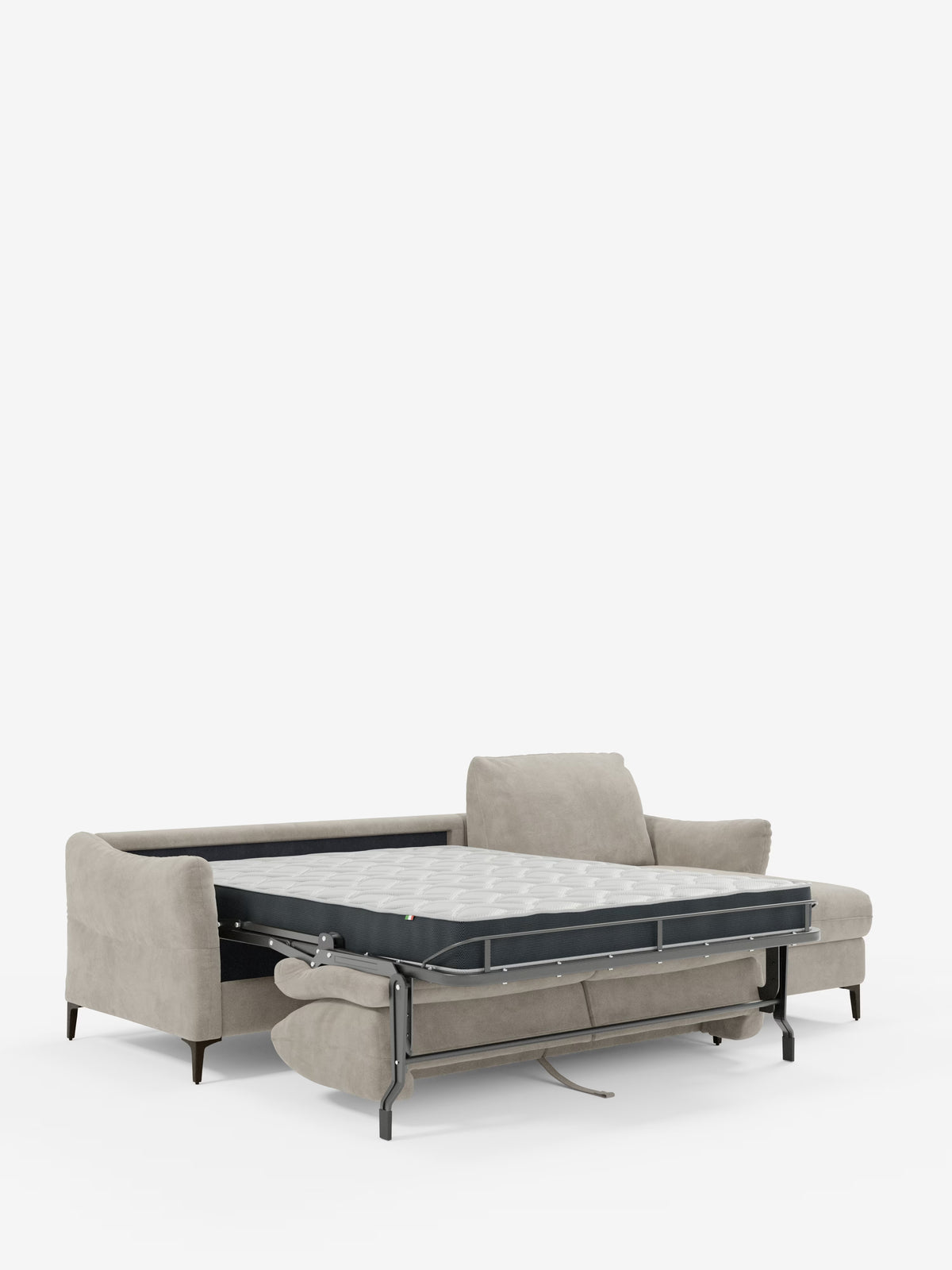 Dalia canapé-lit avec méridienne coffre de rangement et matelas de 18 cm de hauteur - pieds hauts et tissu anti-taches T30