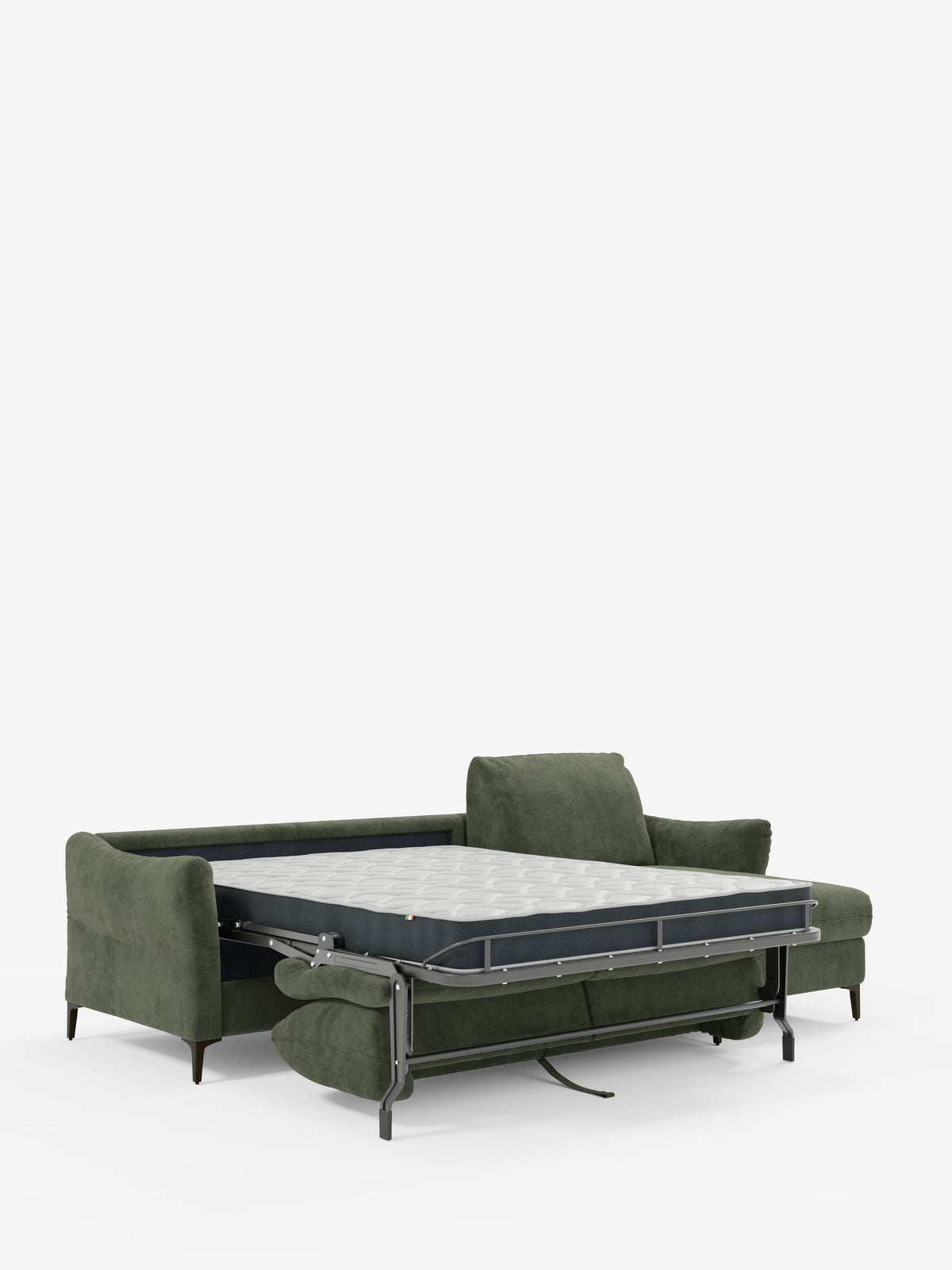 Dalia canapé-lit avec méridienne coffre de rangement et matelas de 18 cm de hauteur - pieds hauts et tissu anti-taches T30