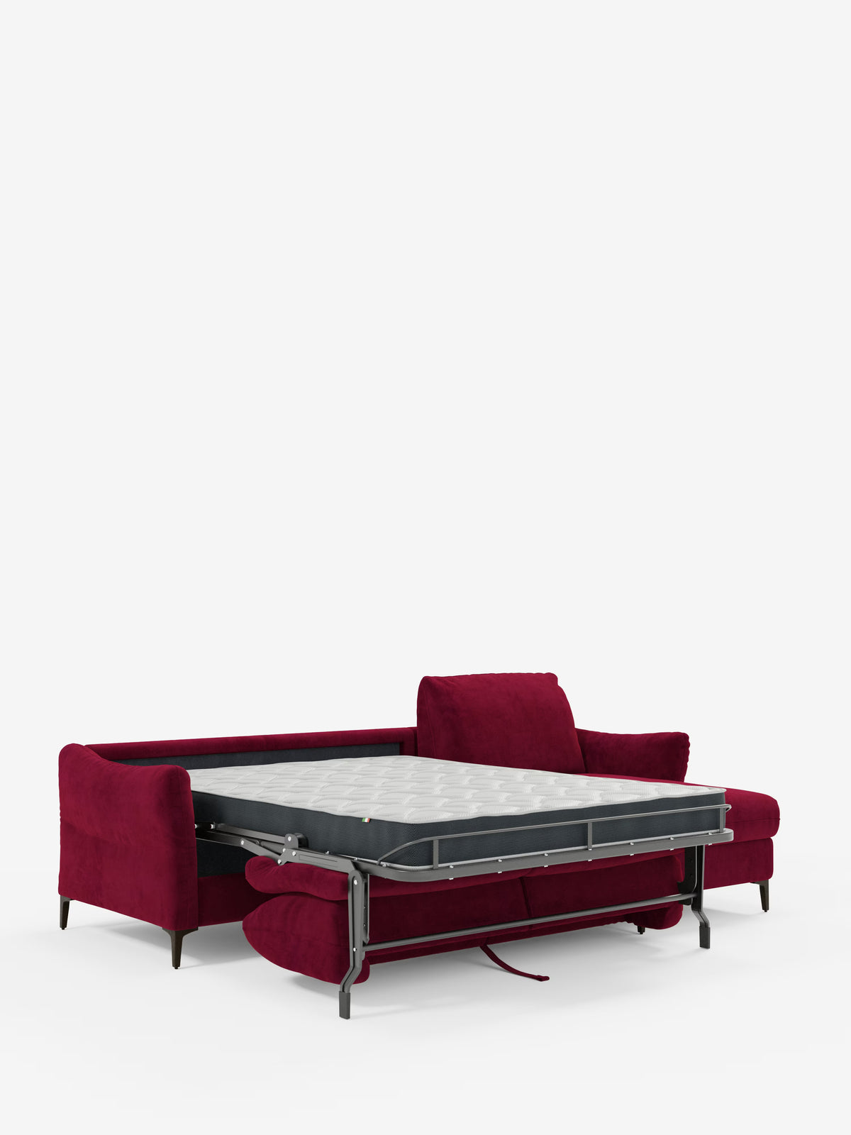 Dalia canapé-lit avec méridienne coffre de rangement et matelas de 18 cm de hauteur - pieds hauts et tissu anti-taches T30