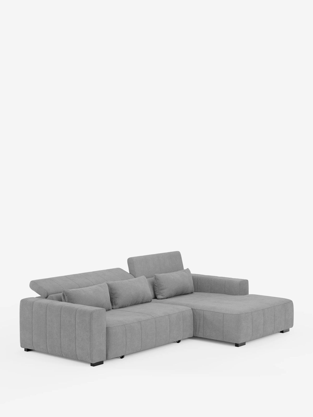 Doric Canapé d’angle avec méridienne et assises extensibles avec relax électrique - appuie-têtes inclinables en tissu anti-taches T23