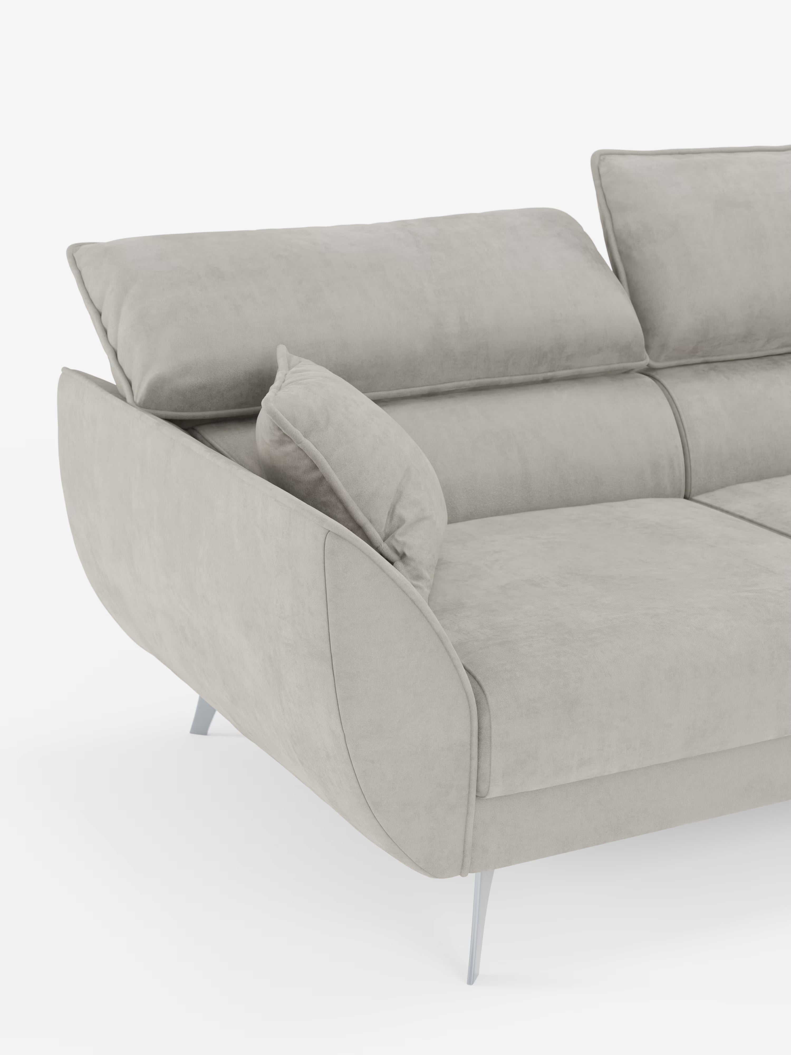 Michelangelo 4 places - Canapé avec 3 assises coulissantes et têtières réglables en tissu détachable T30