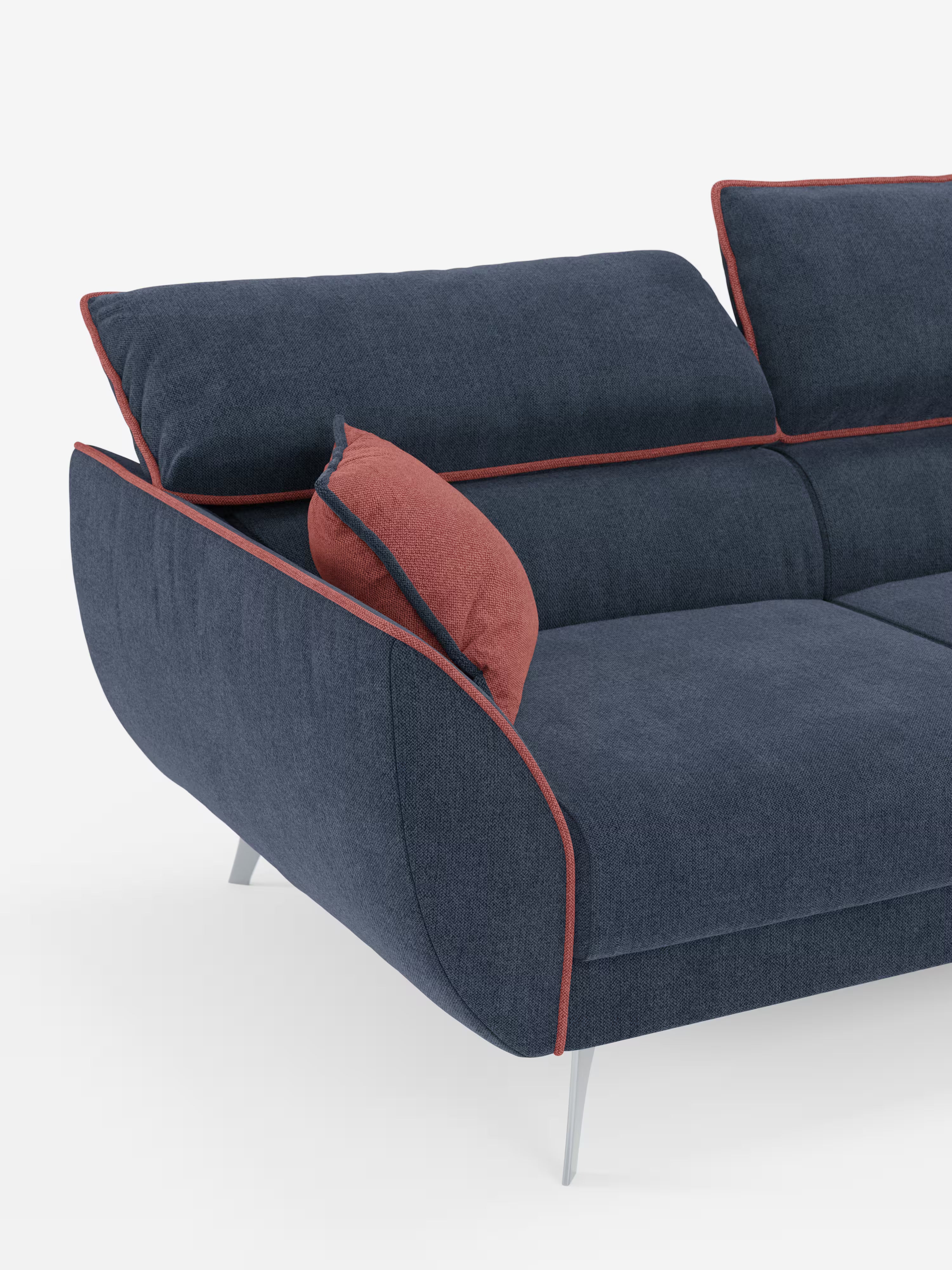 Michelangelo Canapé d'angle bicolore avec chaise longue et assises coulissantes - têtières réglables en tissu détachabale T23