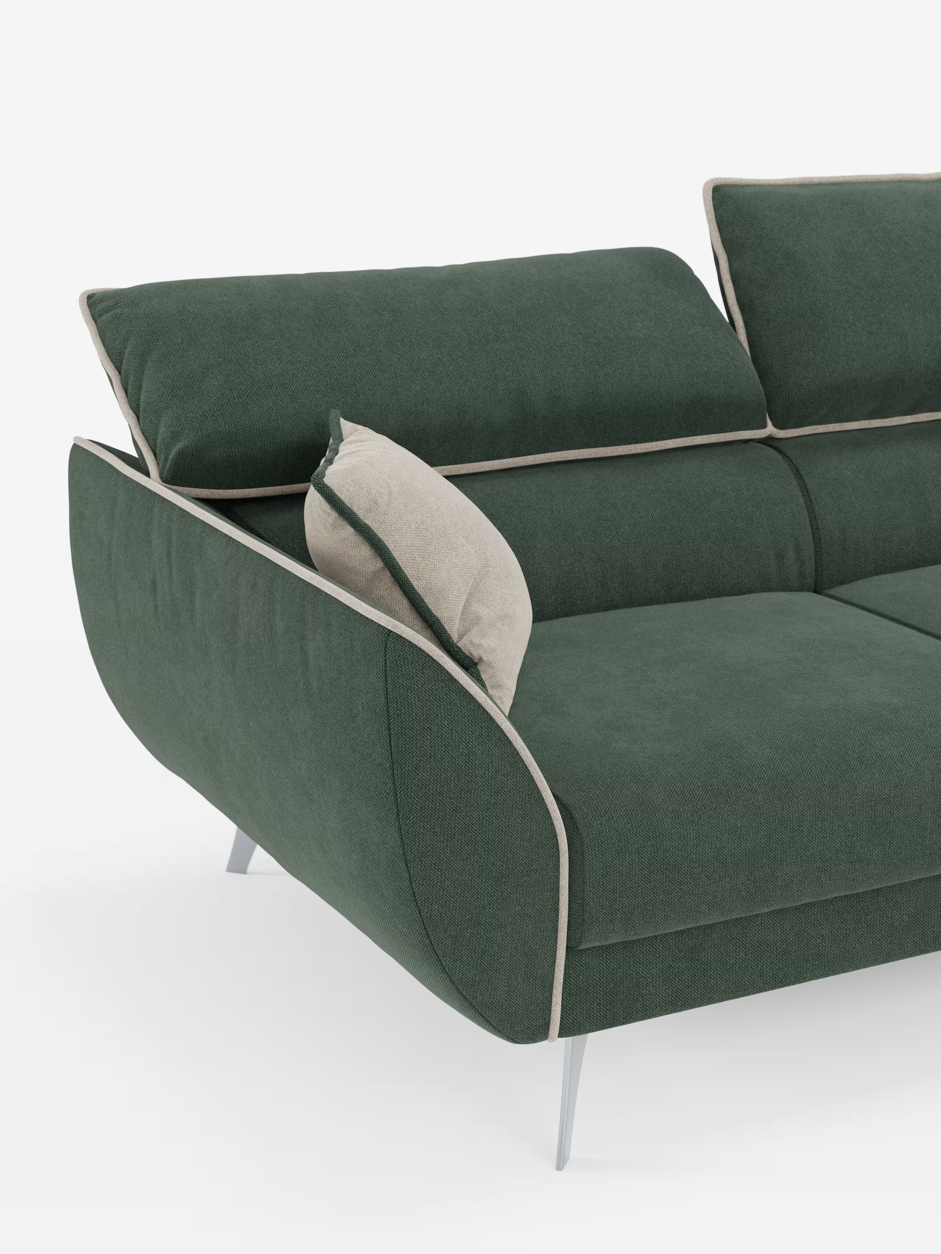 Michelangelo Canapé d'angle bicolore avec chaise longue et assises coulissantes - têtières réglables en tissu détachabale T23