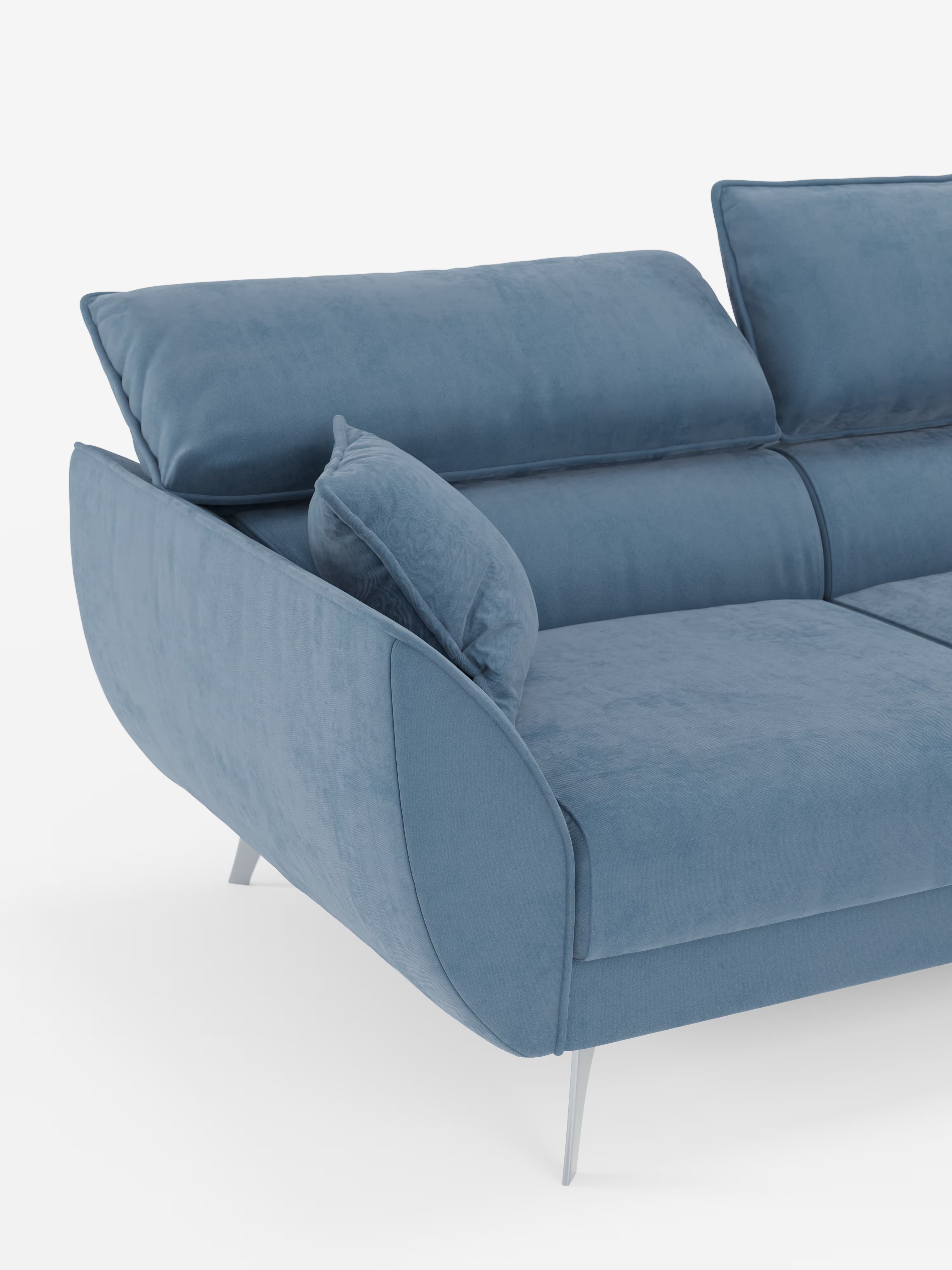 Michelangelo Canapé d'angle avec chaise longue et assises coulissantes - têtières réglables en tissu raffiné détachable effet velouté T30