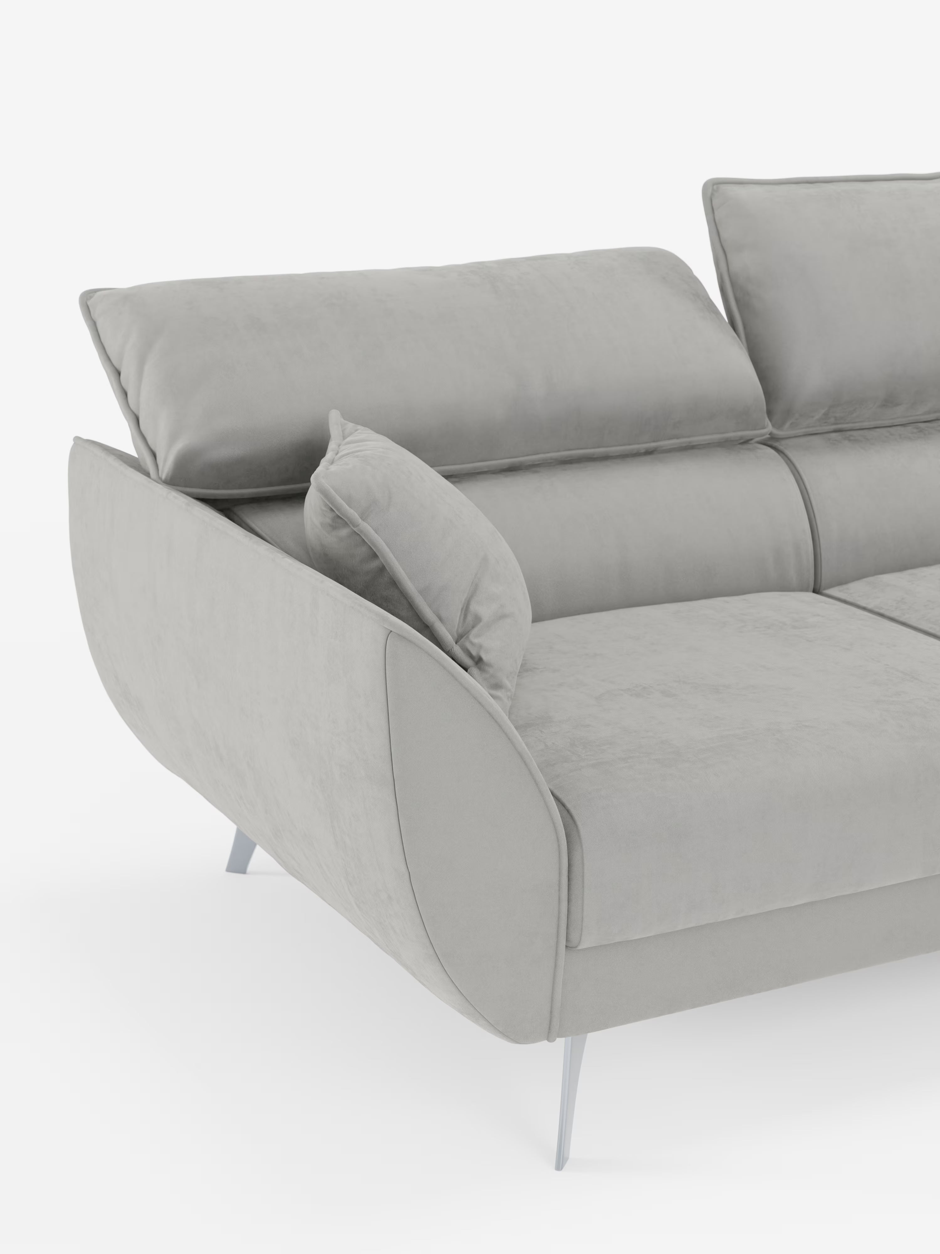 Michelangelo Canapé d'angle avec chaise longue et assises coulissantes - têtières réglables en tissu raffiné détachable effet velouté T30