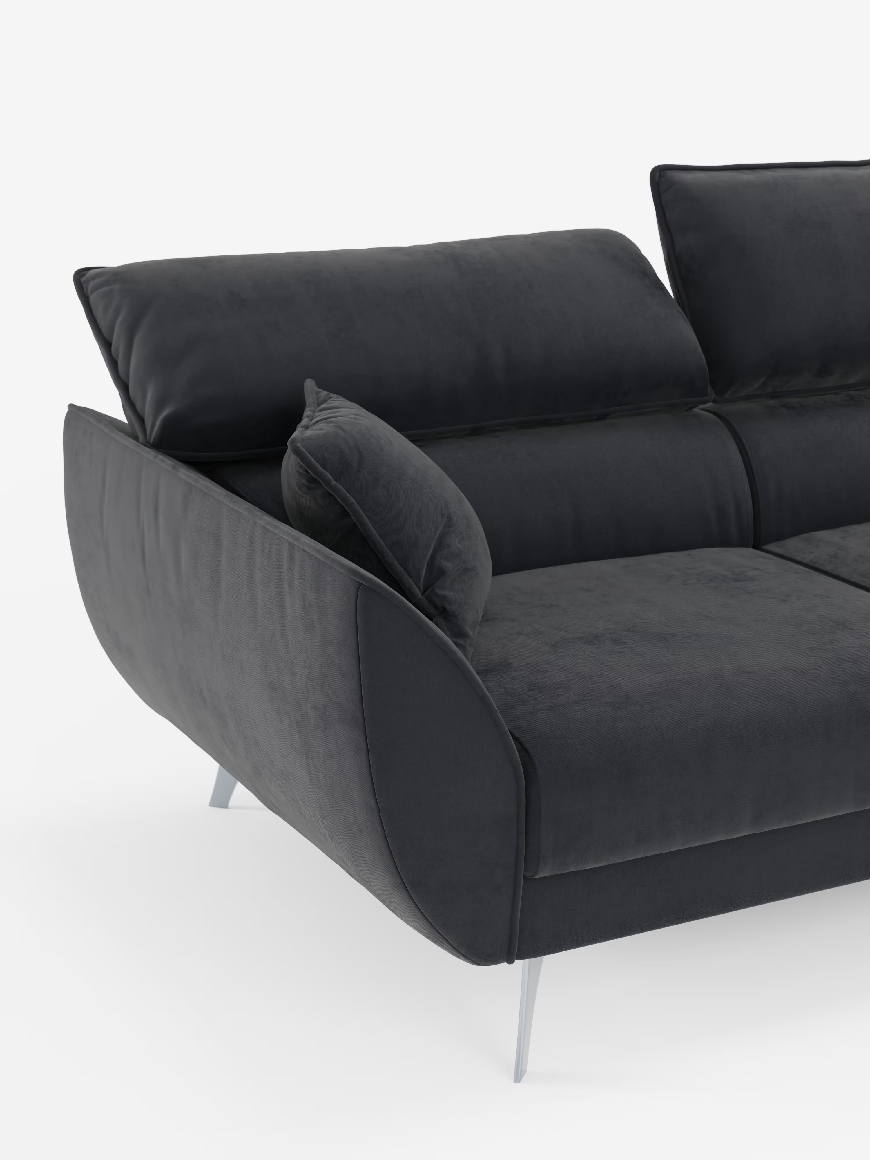 Michelangelo Canapé d'angle avec chaise longue et assises coulissantes - têtières réglables en tissu raffiné détachable effet velouté T30