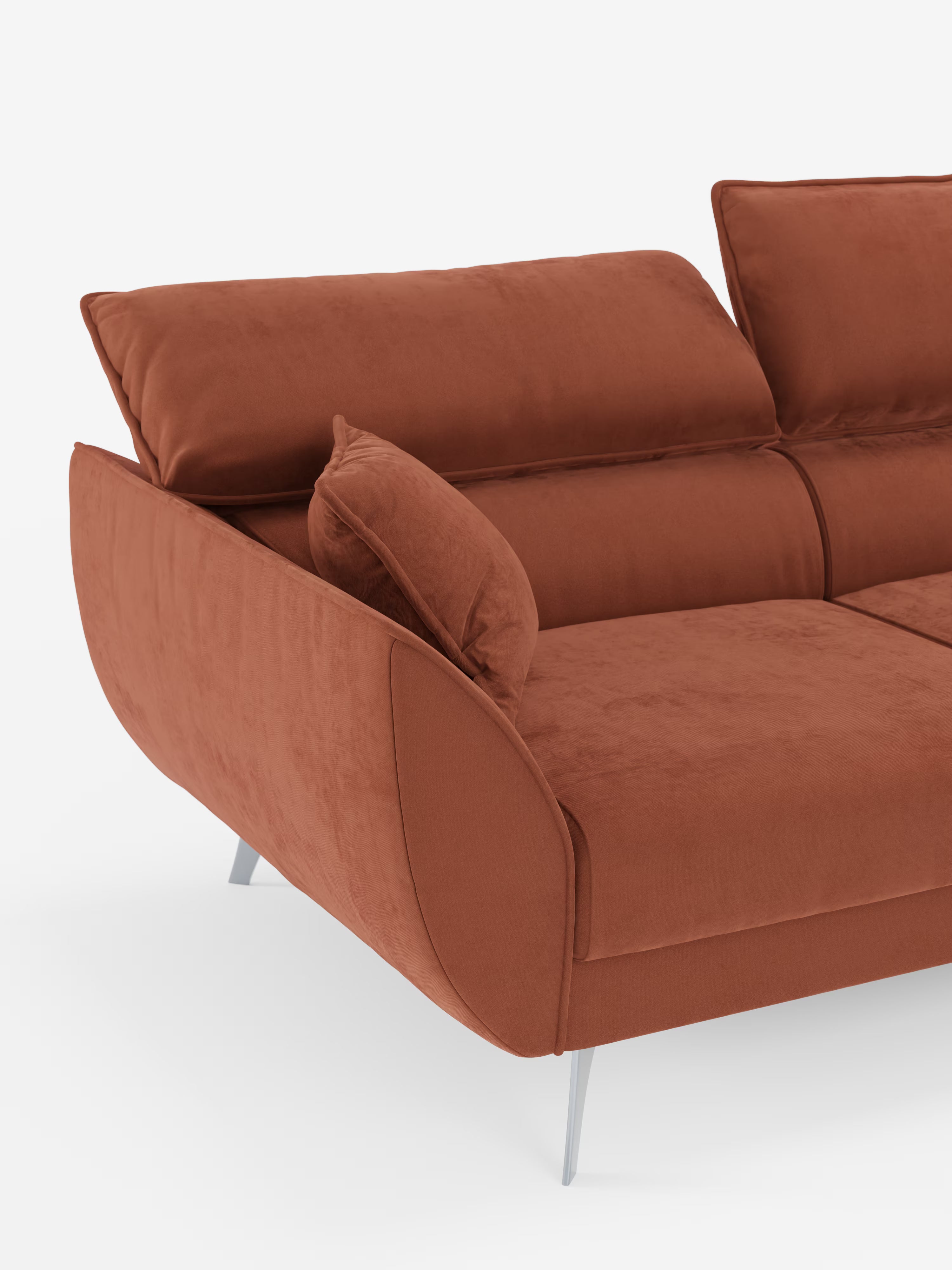 Michelangelo Canapé d'angle avec chaise longue et assises coulissantes - têtières réglables en tissu raffiné détachable effet velouté T30
