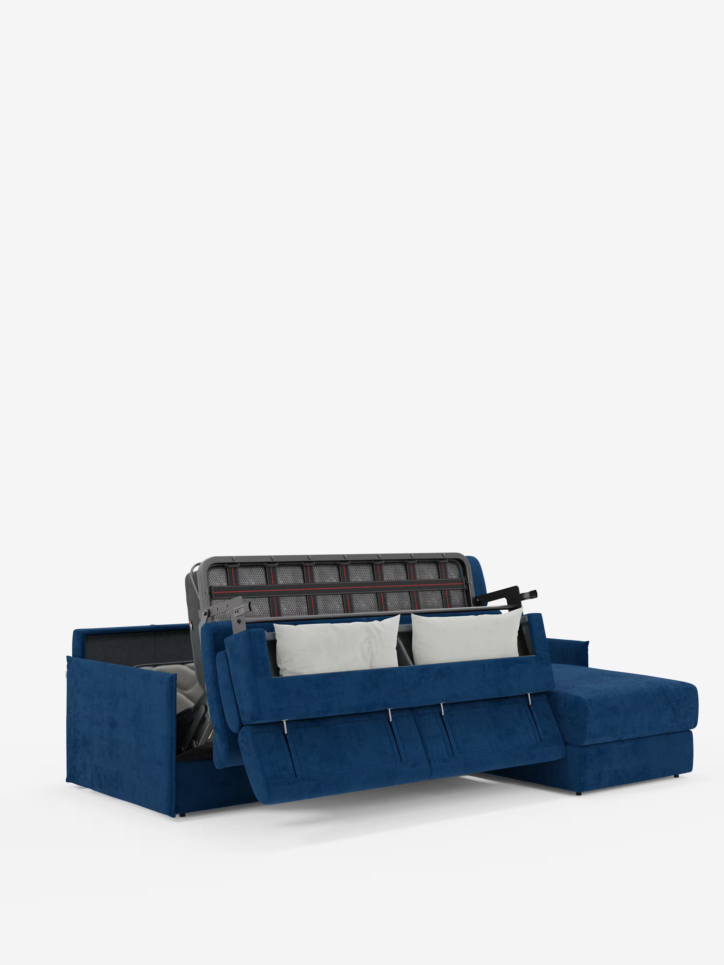 Miryam canapé convertible d'angle compact - têtières inclinables et méridienne coffre en tissu détachable T31