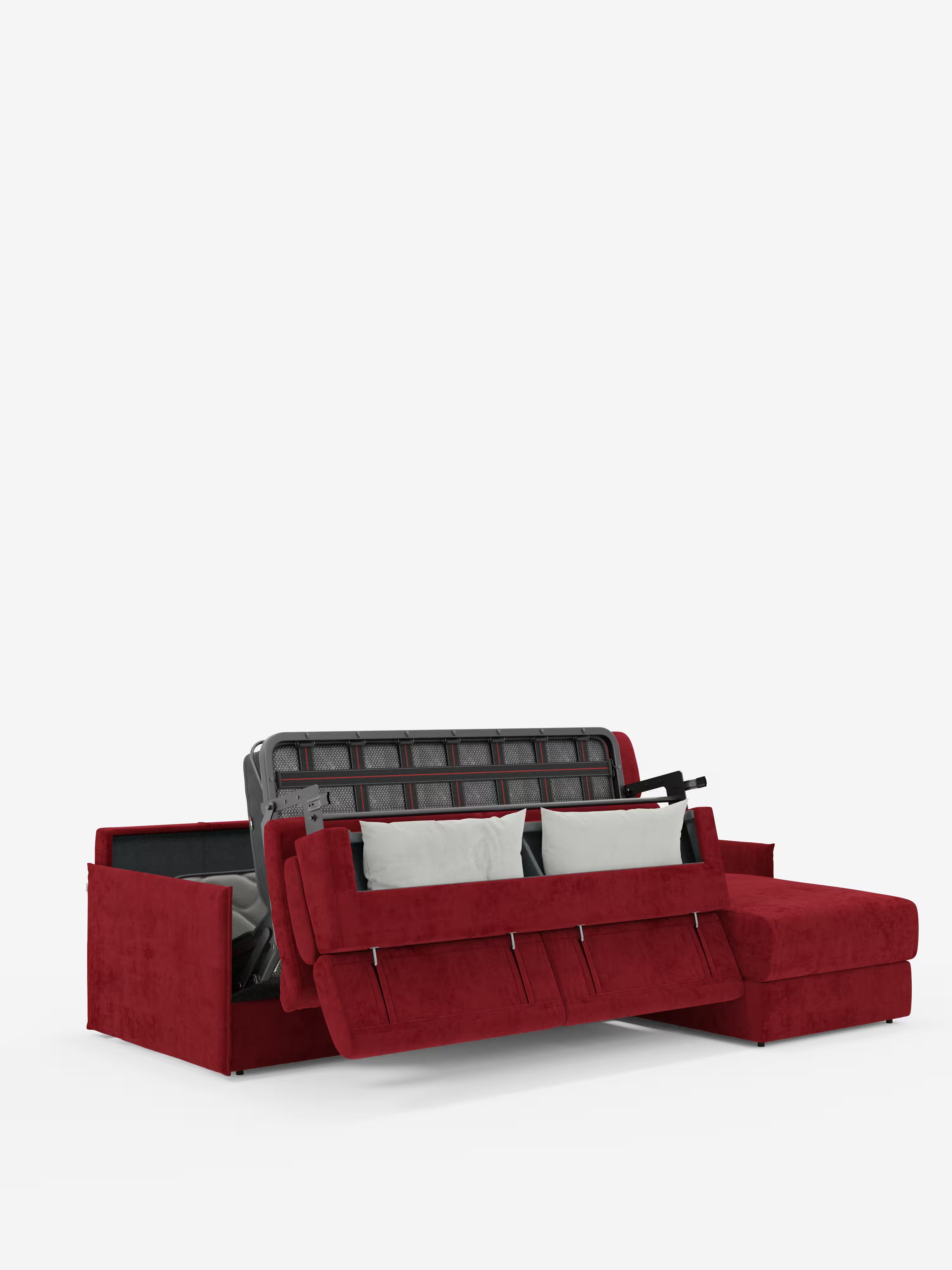 Miryam canapé convertible d'angle compact - têtières inclinables et méridienne coffre en tissu détachable T31