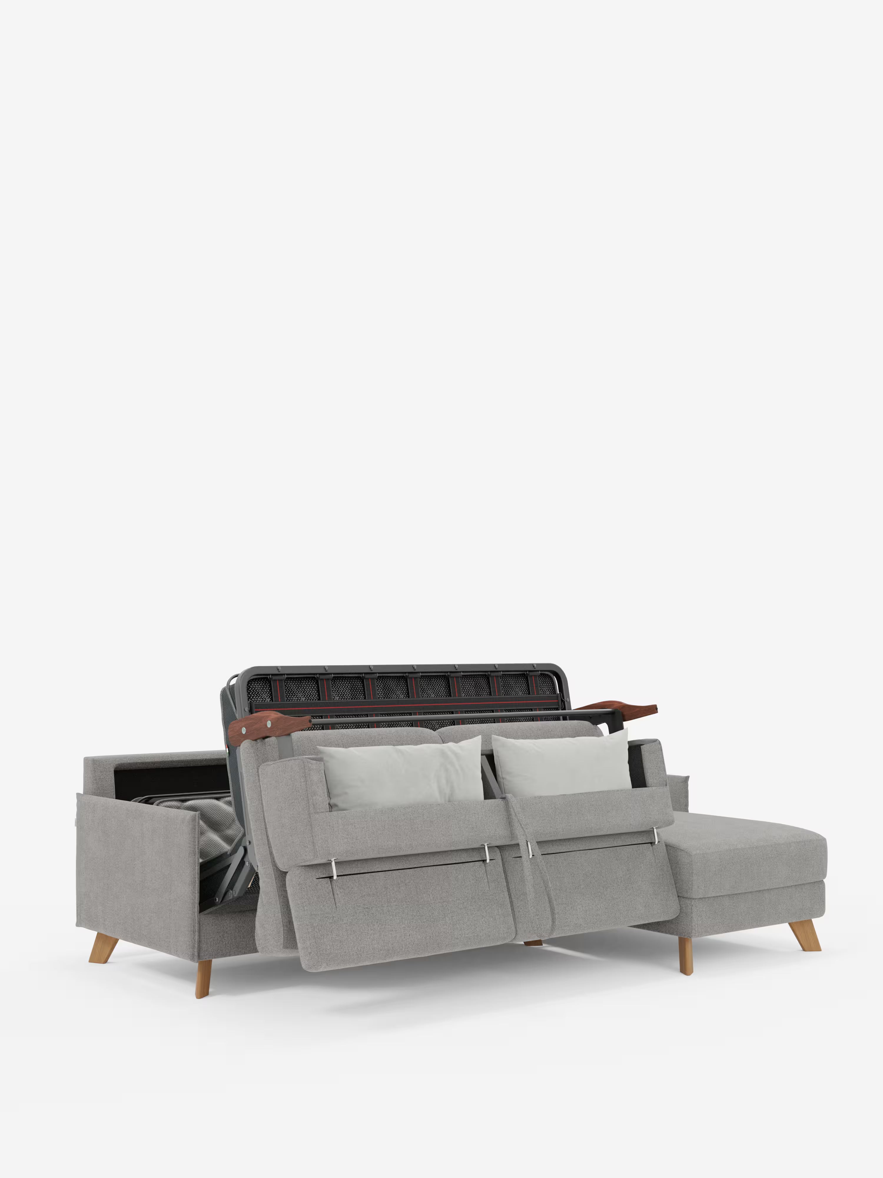 Sole Canapé d'angle convertible avec chaise longue avec coffre et têtières inclinables - tissu détachable T23