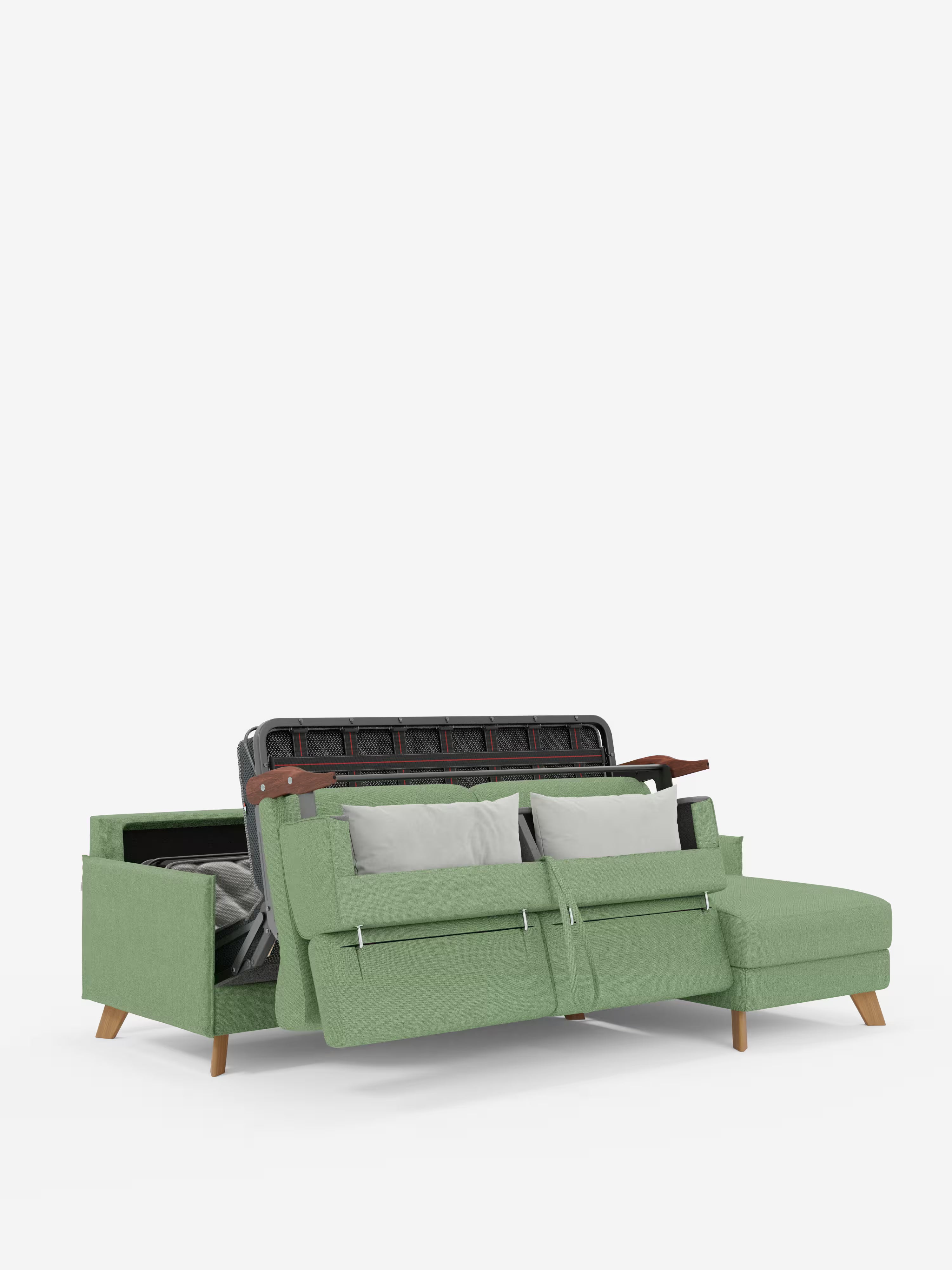 Sole Canapé d'angle convertible avec chaise longue avec coffre et têtières inclinables - tissu détachable T23