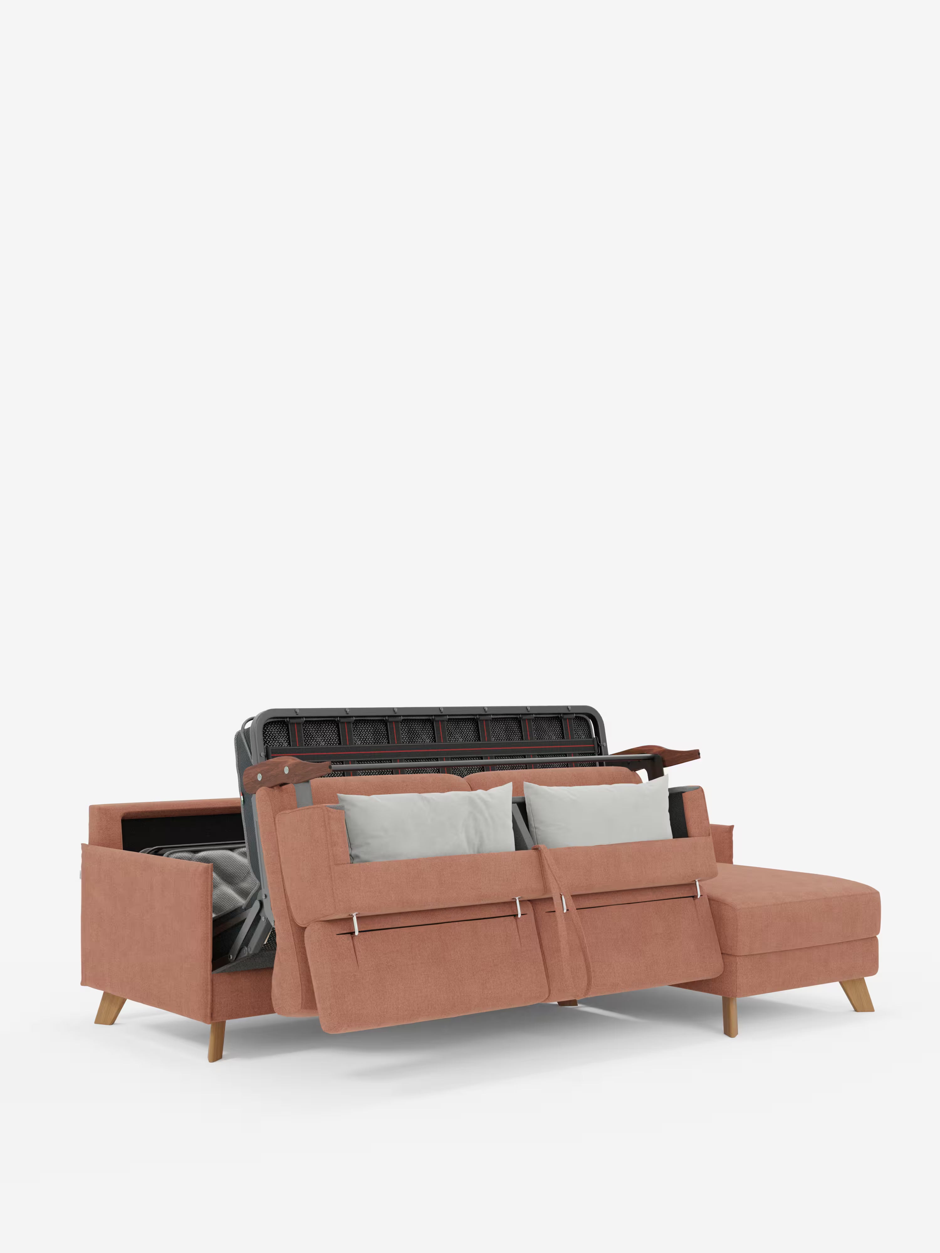 Sole Canapé d'angle convertible avec chaise longue avec coffre et têtières inclinables - tissu détachable T23