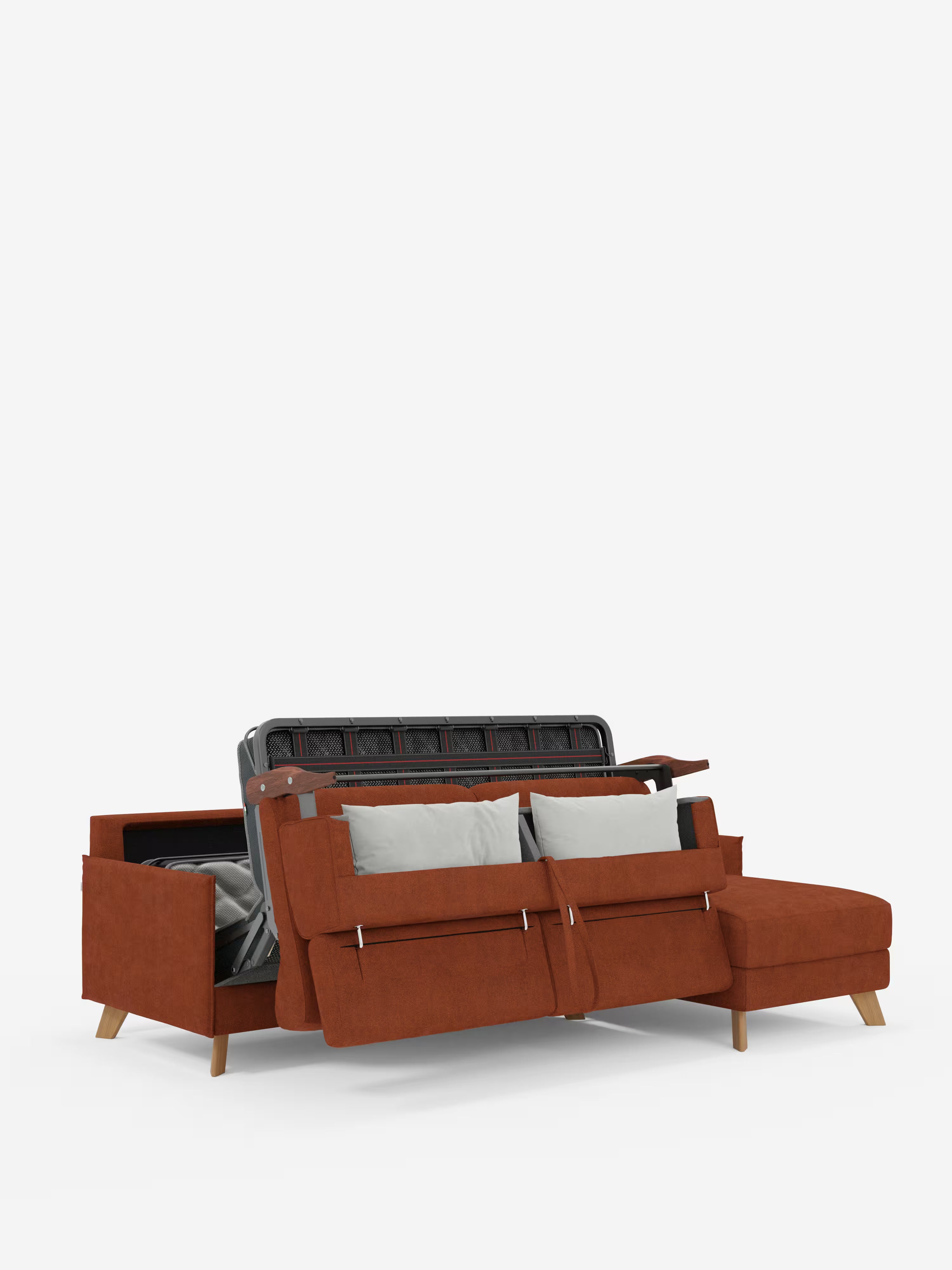 Sole Canapé d'angle convertible avec chaise longue avec coffre et têtières inclinables - tissu détachable T23