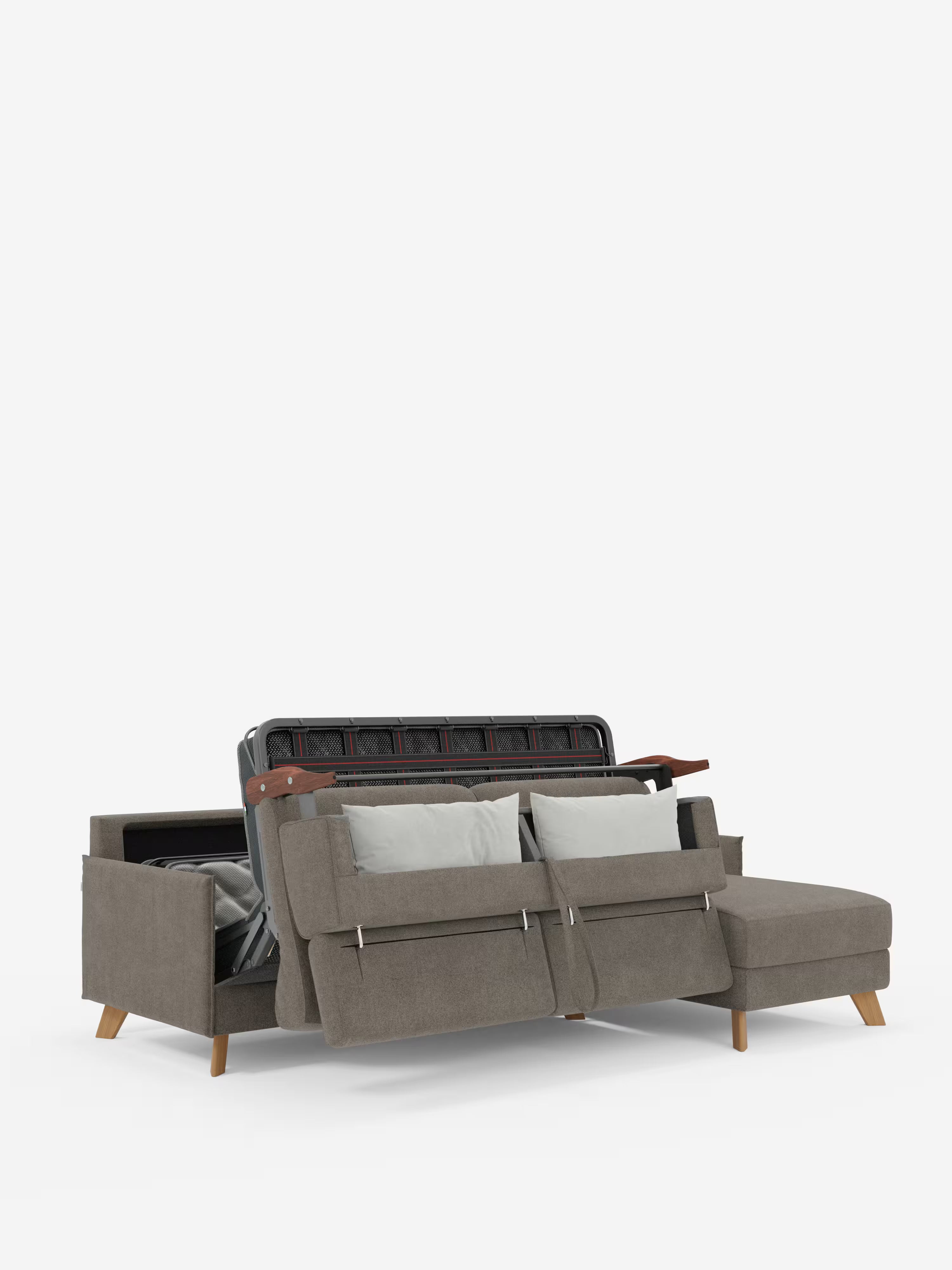 Sole Canapé d'angle convertible avec chaise longue avec coffre et têtières inclinables - tissu détachable T23