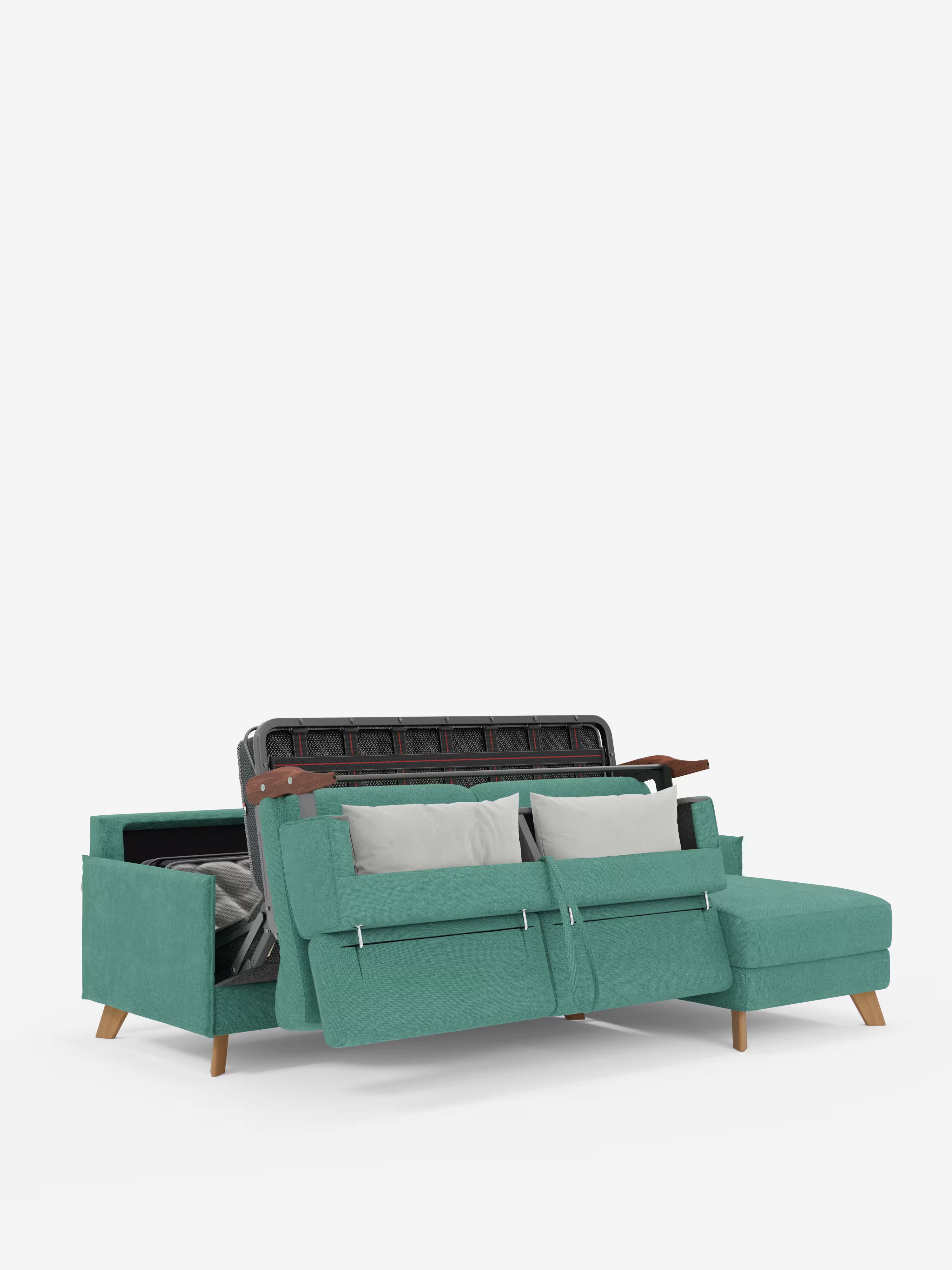 Sole Canapé d'angle convertible avec chaise longue avec coffre et têtières inclinables - tissu détachable T23