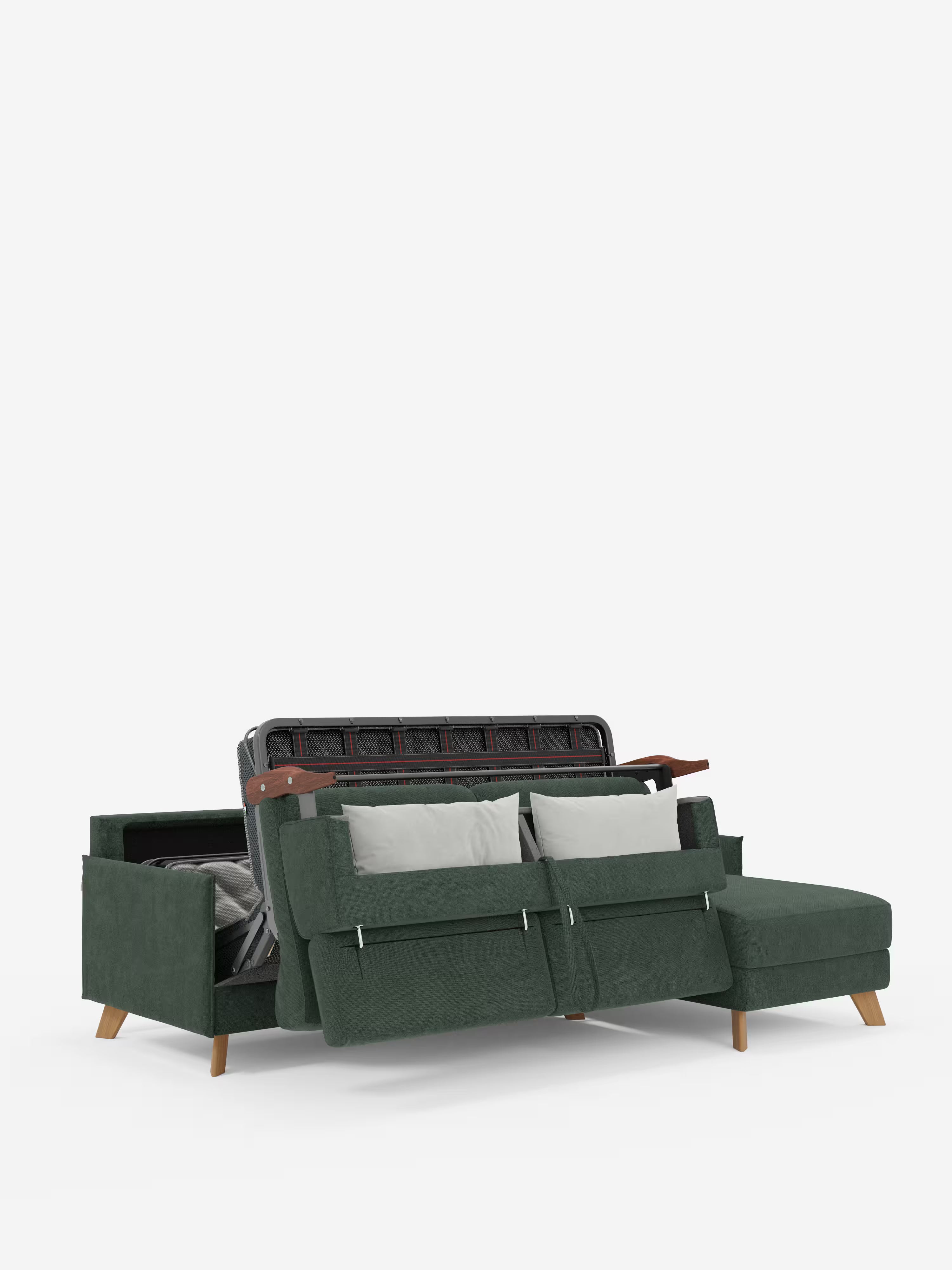 Sole Canapé d'angle convertible avec chaise longue avec coffre et têtières inclinables - tissu détachable T23