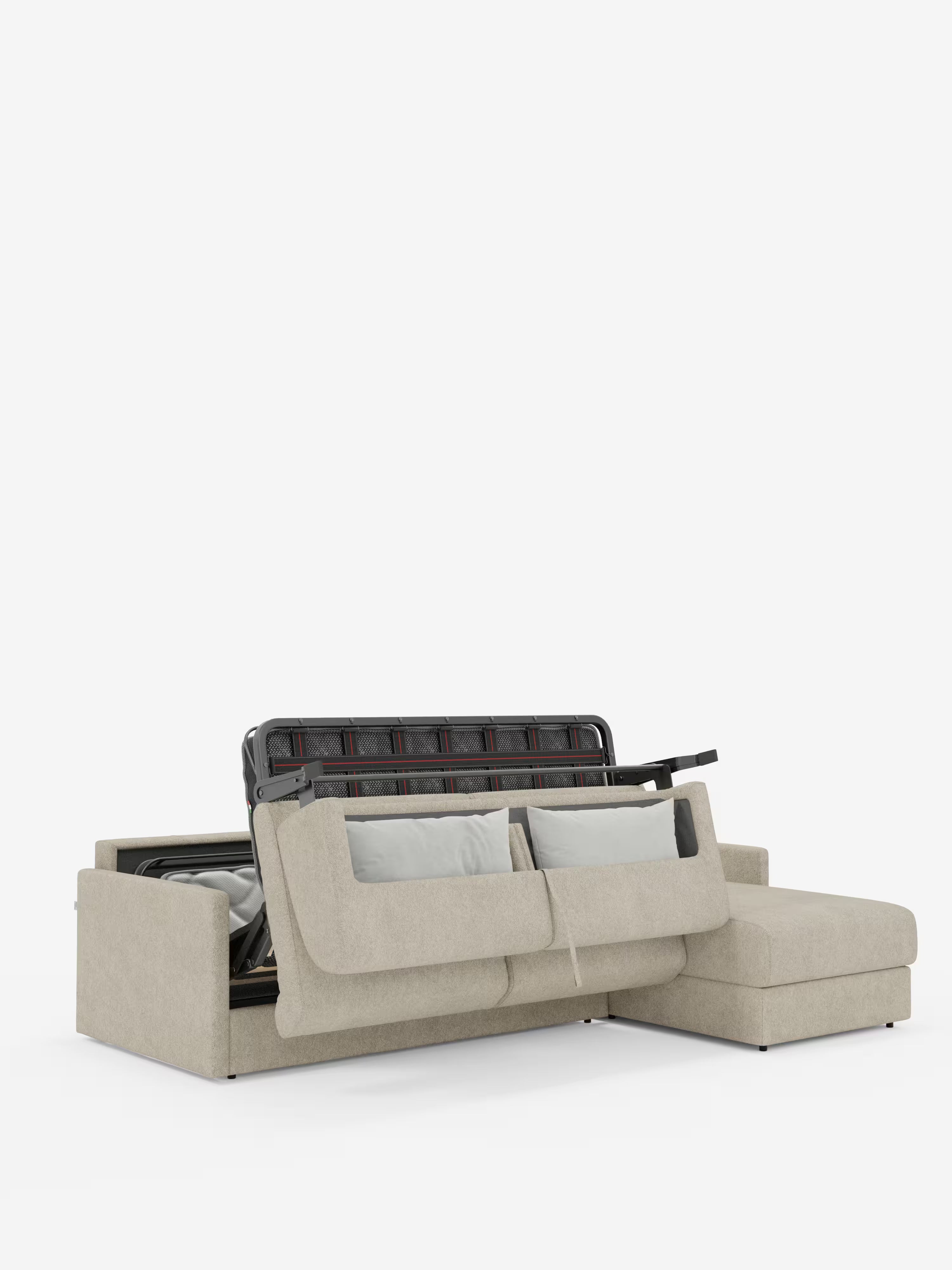 Tommy Divano Letto con penisola contenitore - design minimal e sfoderabile in tessuto smacchiabile simil cotone T33