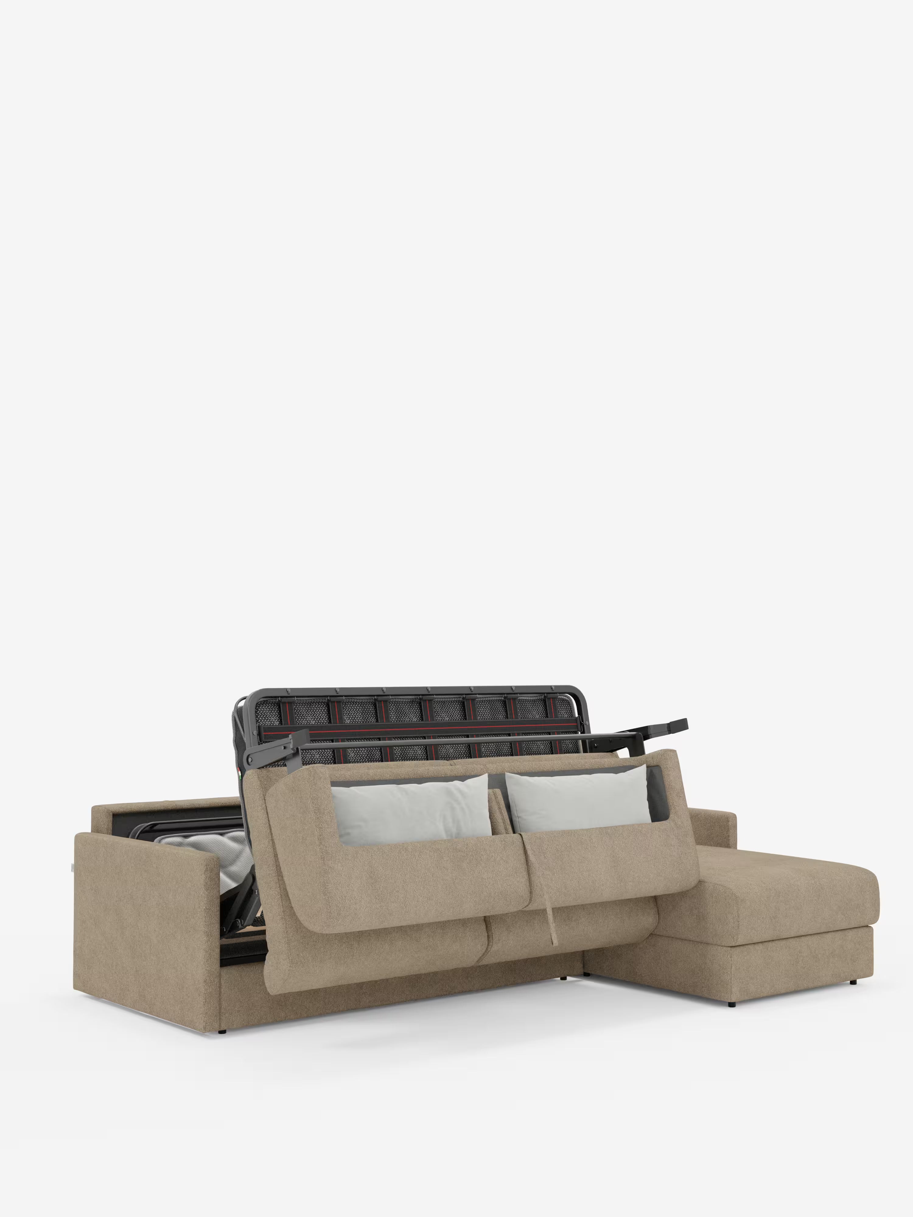 Tommy Divano Letto con penisola contenitore - design minimal e sfoderabile in tessuto smacchiabile simil cotone T33