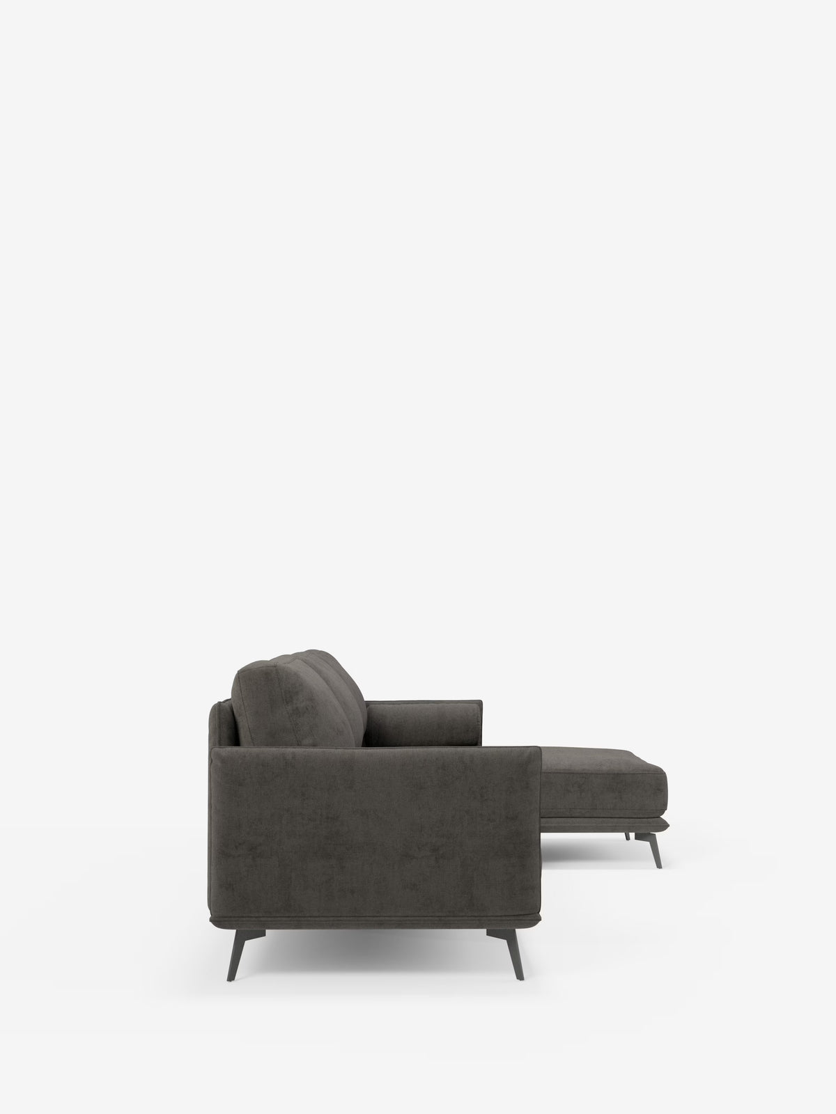 Basalto canapé d'angle moderne avec méridienne et base en métal - dossiers en plumes et tissu détachable T31