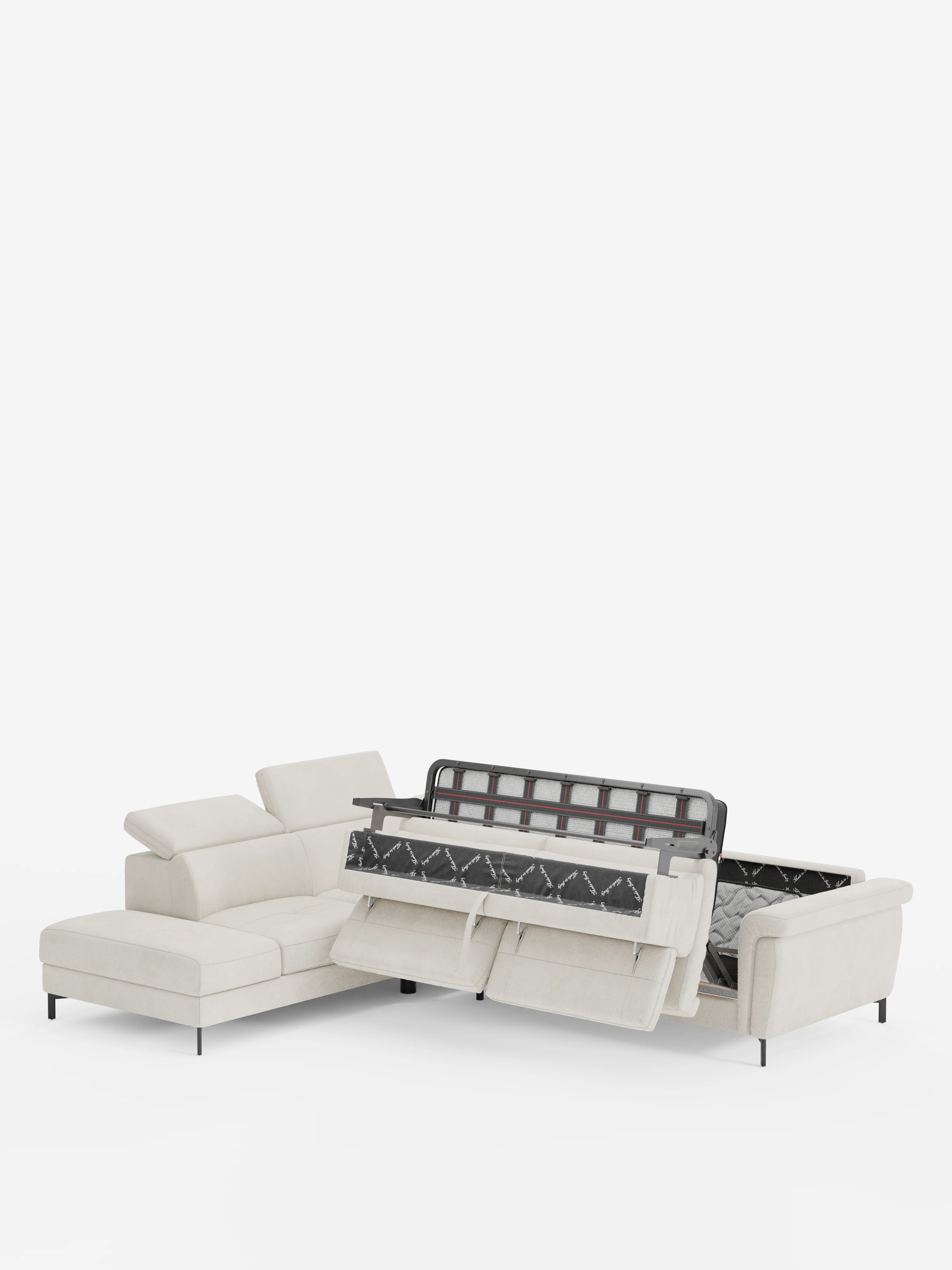 Capri canapé d'angle convertible avec Têtières Réglables et Matelas haute performance en Tissu Effet Velours Détachable T30