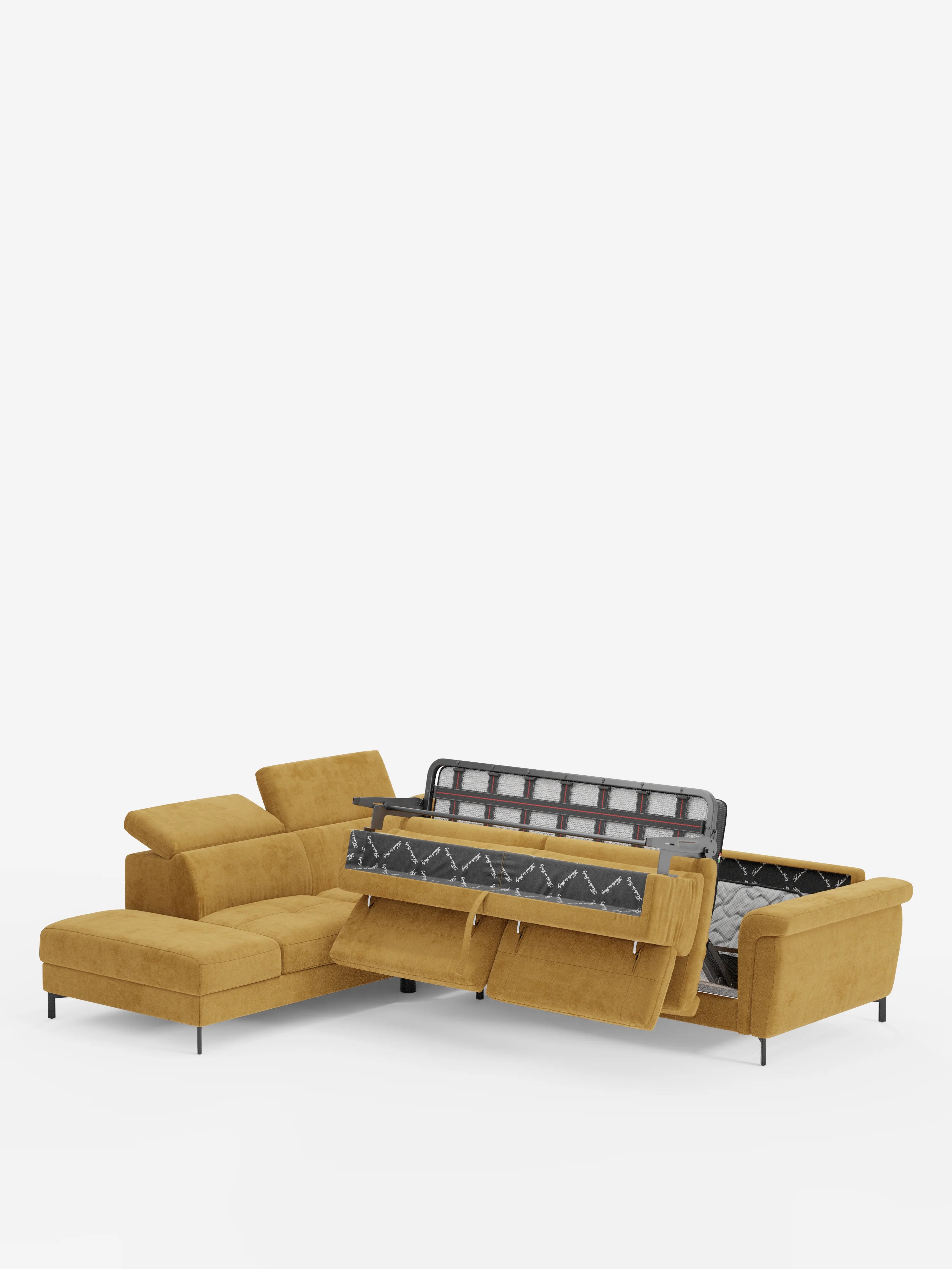 Capri canapé d'angle convertible avec Têtières Réglables et Matelas haute performance en Tissu Effet Velours Détachable T30