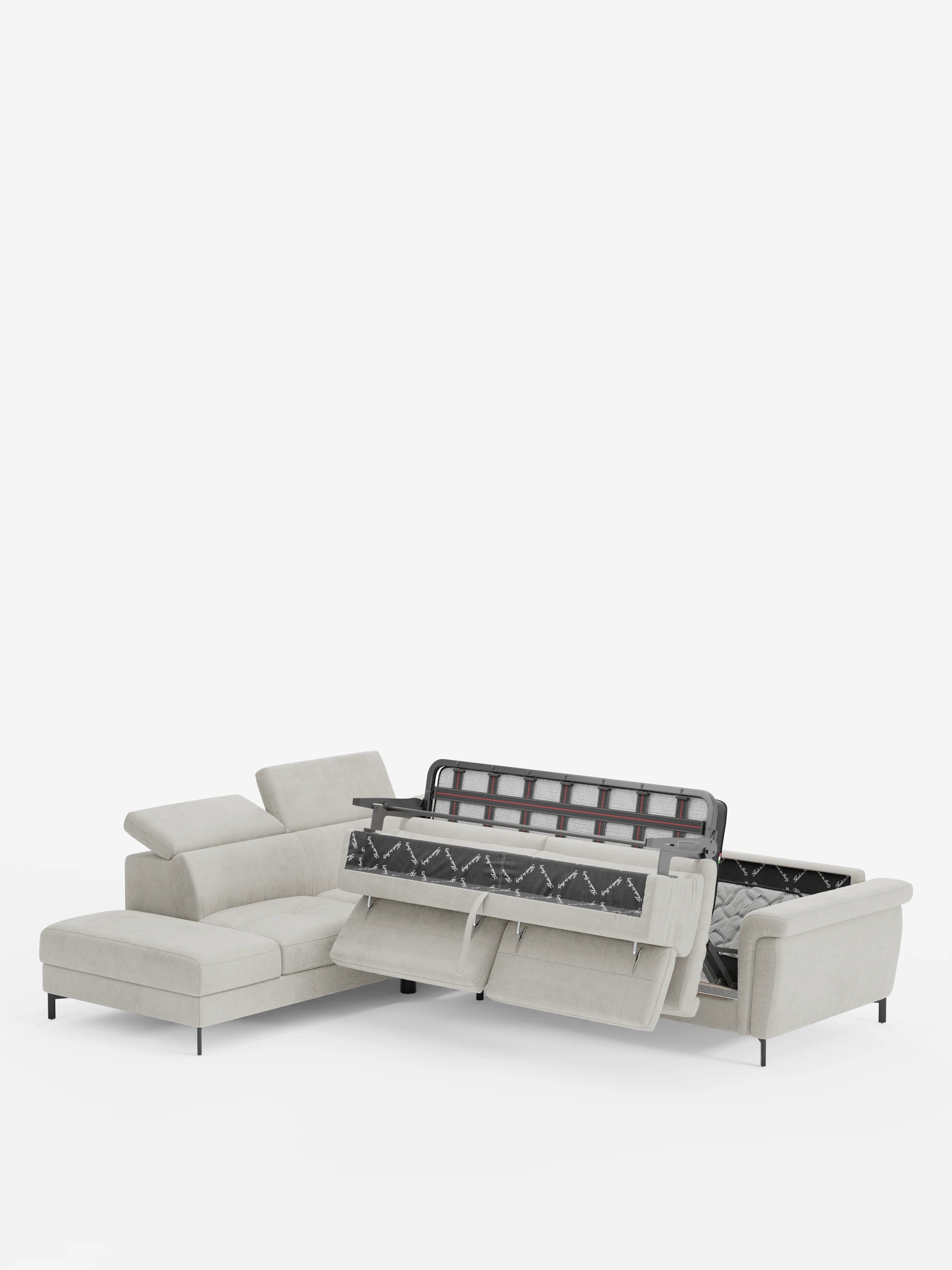 Capri canapé d'angle convertible avec Têtières Réglables et Matelas haute performance en Tissu Effet Velours Détachable T30